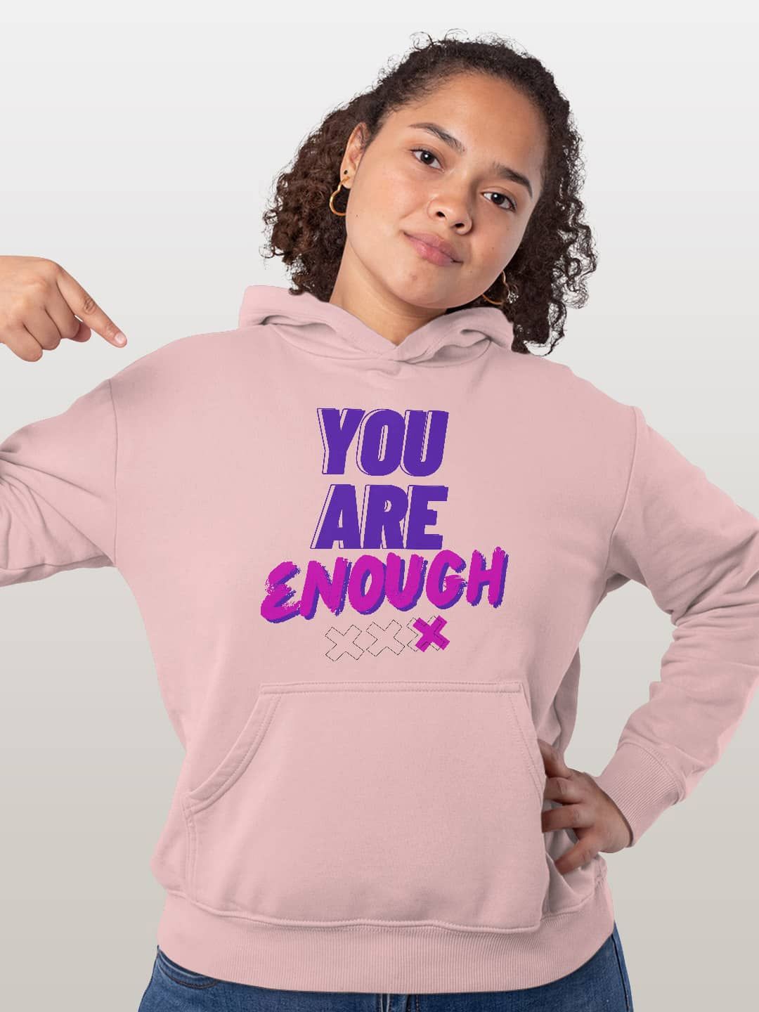 

macmerise Women Printed Hooded Sweatshirt, Pink