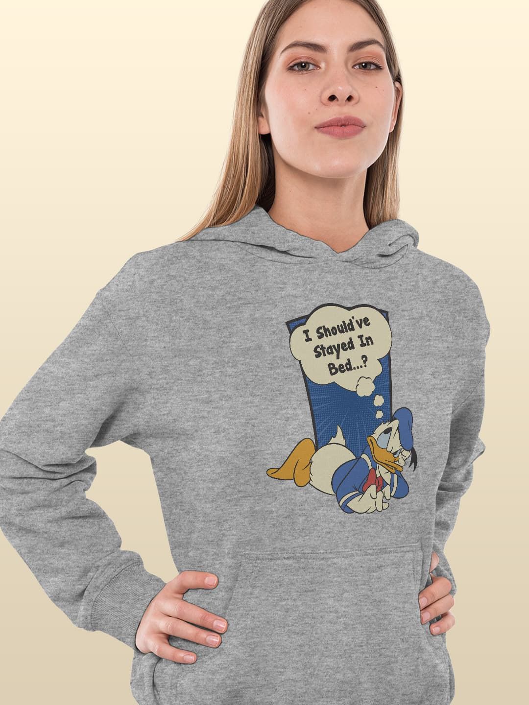 

macmerise Women Printed Hooded Sweatshirt, Grey