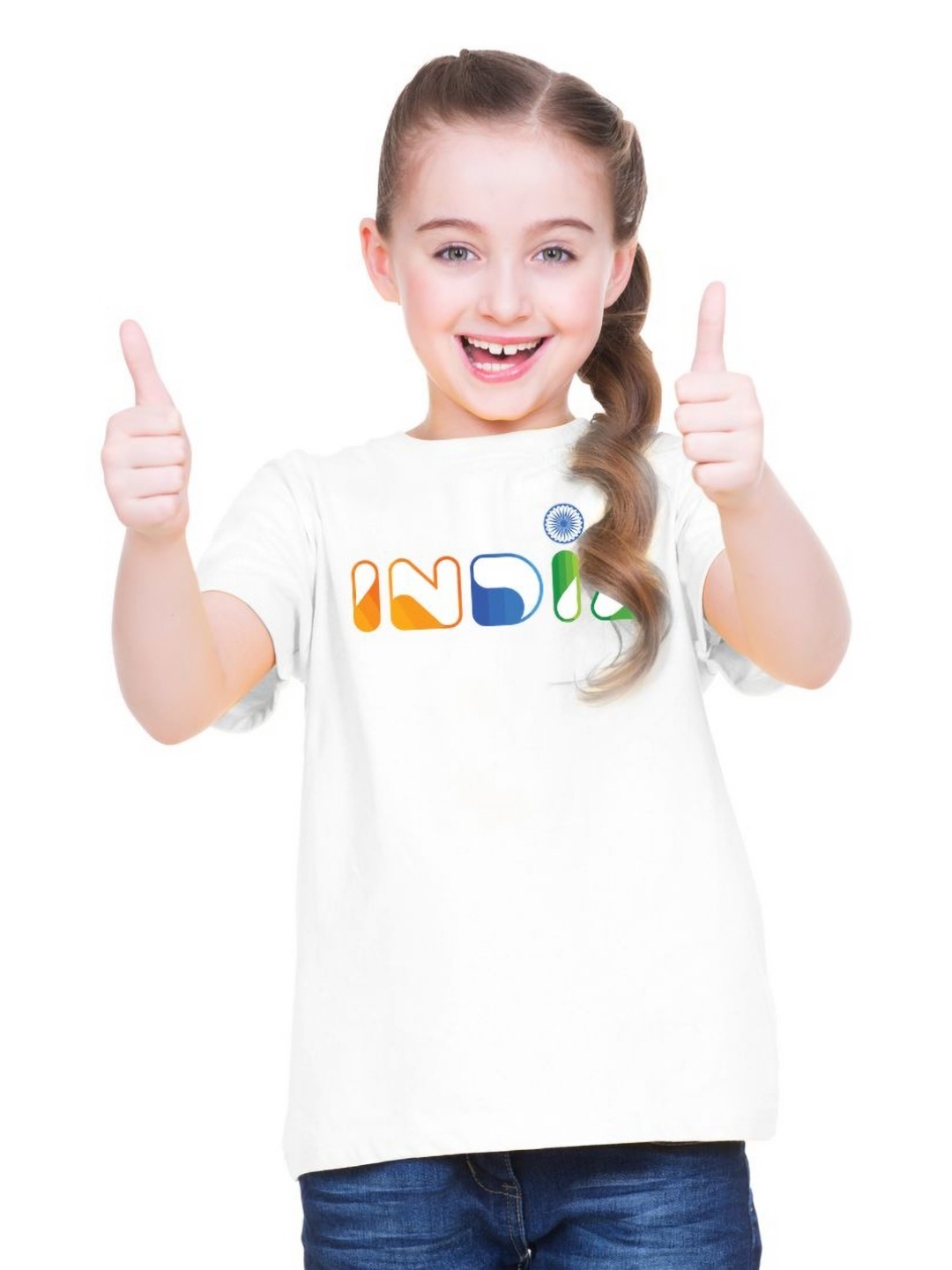 

BRATMA Unisex Kids Typography Printed V-Neck Cotton T-shirt, White