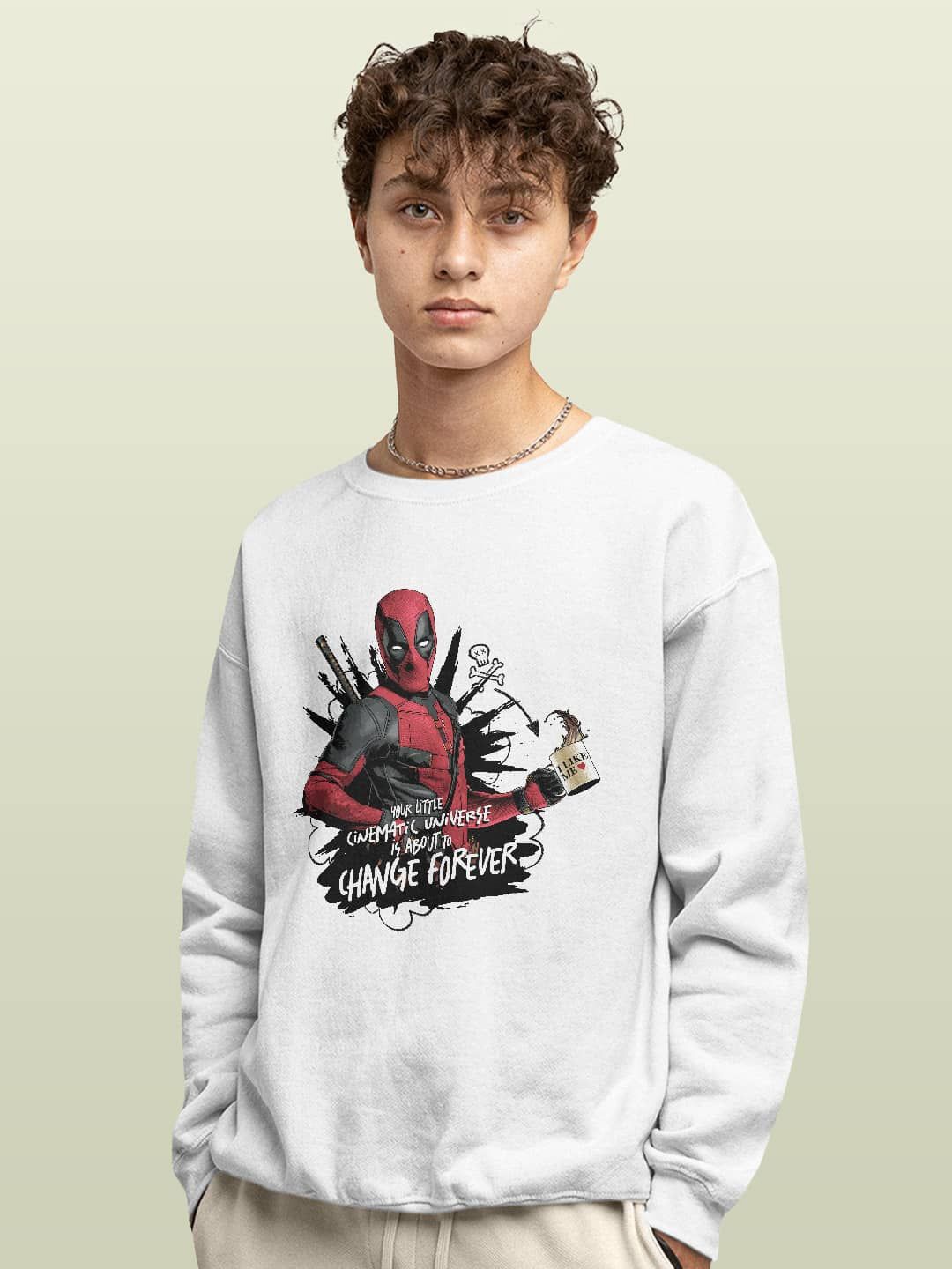 

macmerise Men Printed Sweatshirt, White