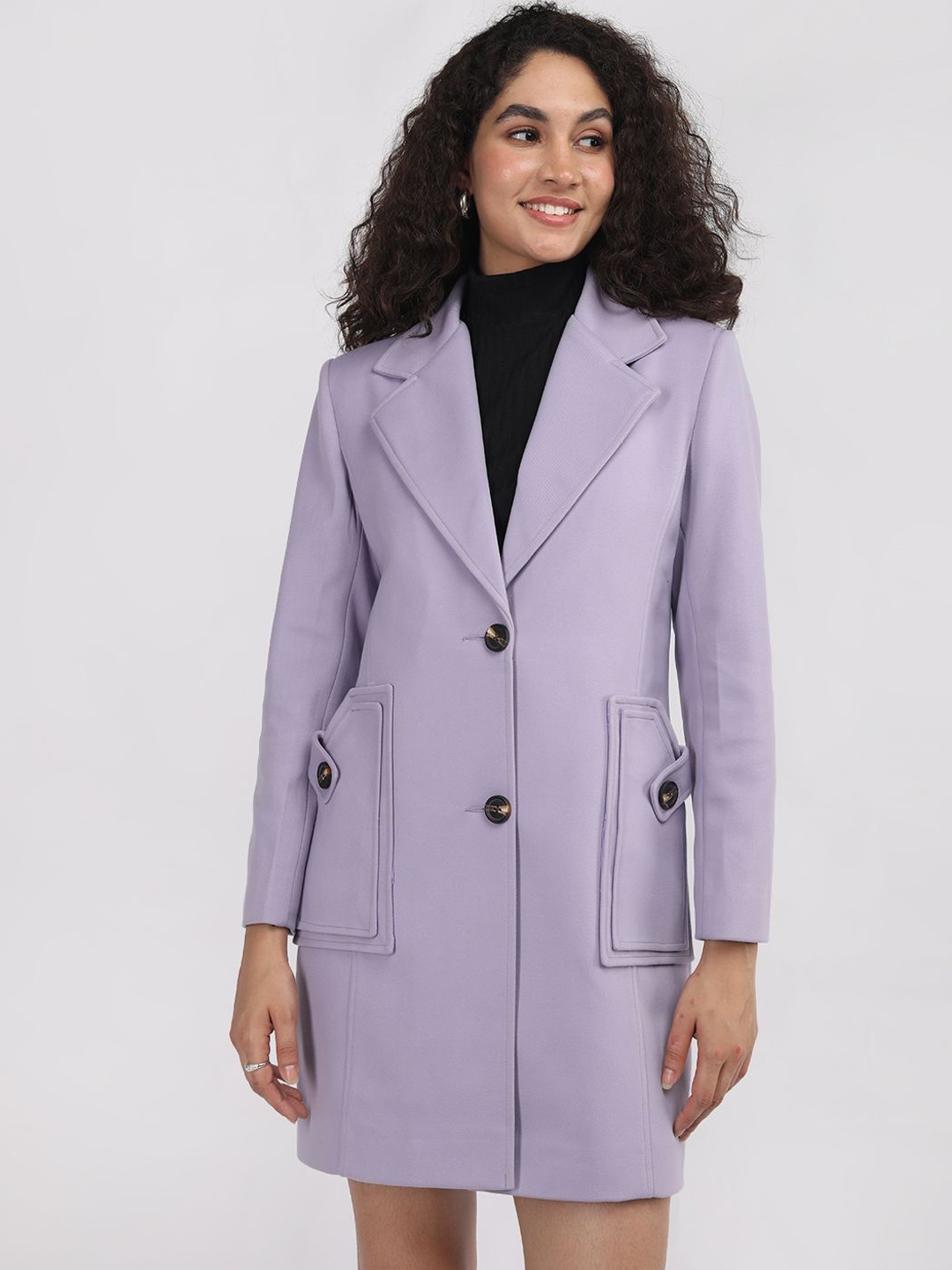 

Plagg Single-Breasted Casual Overcoat, Purple