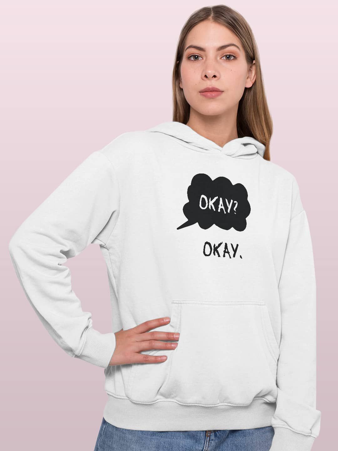 

macmerise Women Printed Hooded Sweatshirt, White