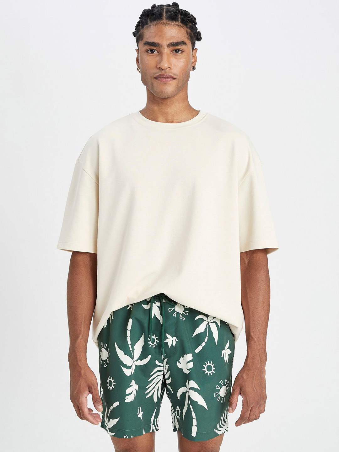 

DeFacto Men Printed Swim Shorts, Green