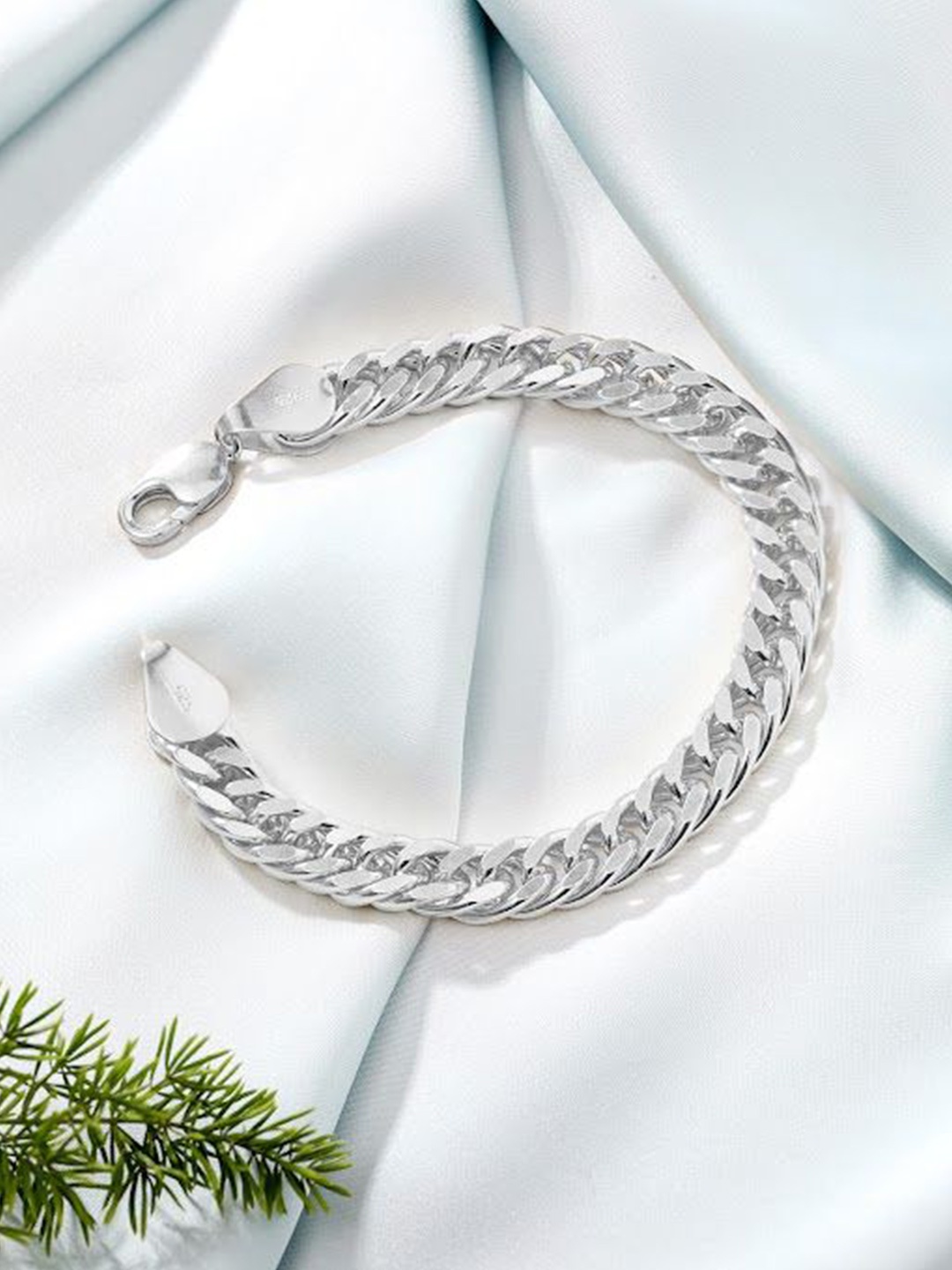 

Zavya Men 92.5 Sterling Silver Rhodium-Plated Link Curb Chain Bracelet