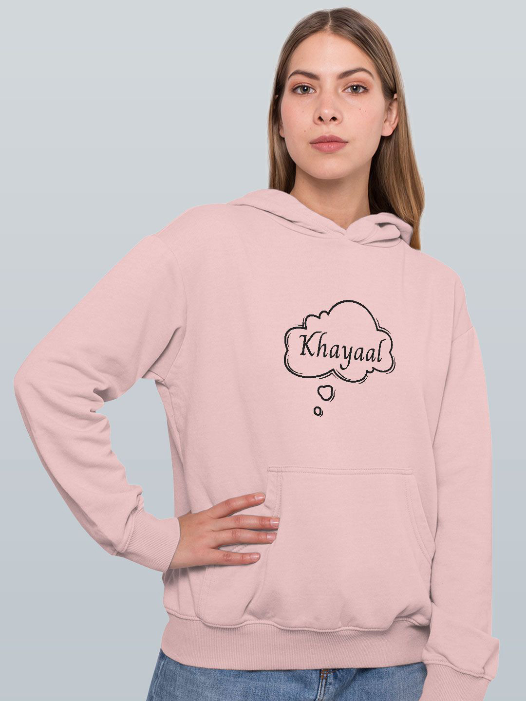

macmerise Women Printed Hooded Sweatshirt, Pink