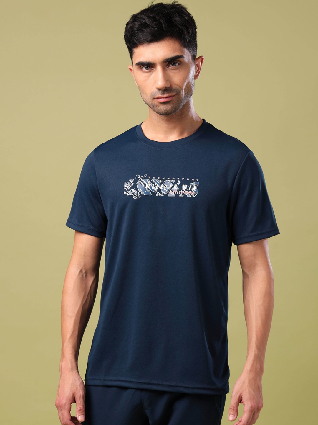

Technosport Printed Round Neck T-shirt, Navy blue