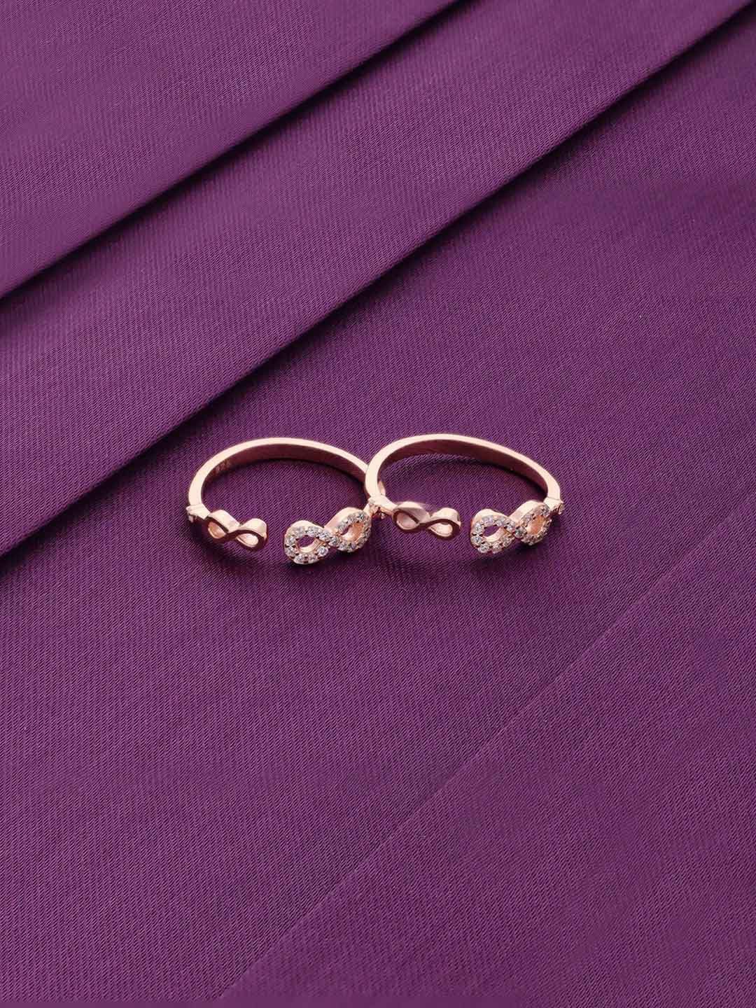 

KAI JEWEL 925 Sterling Silver Rose Gold-Plated Cubic Zirconia Studded Toe Rings
