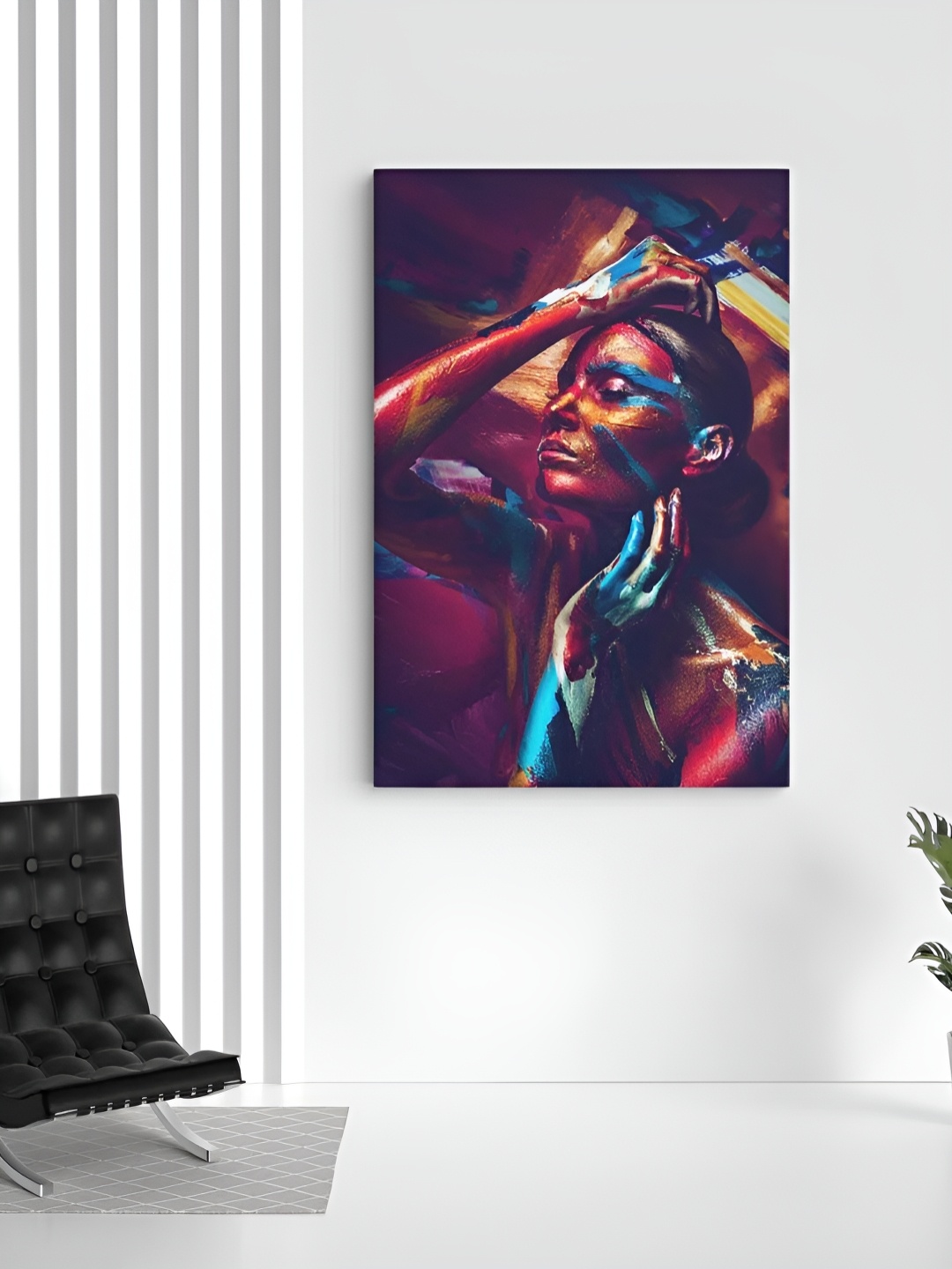

CLAWCRAFTS Red & Blue Abstract Canvas Painting Wall Art