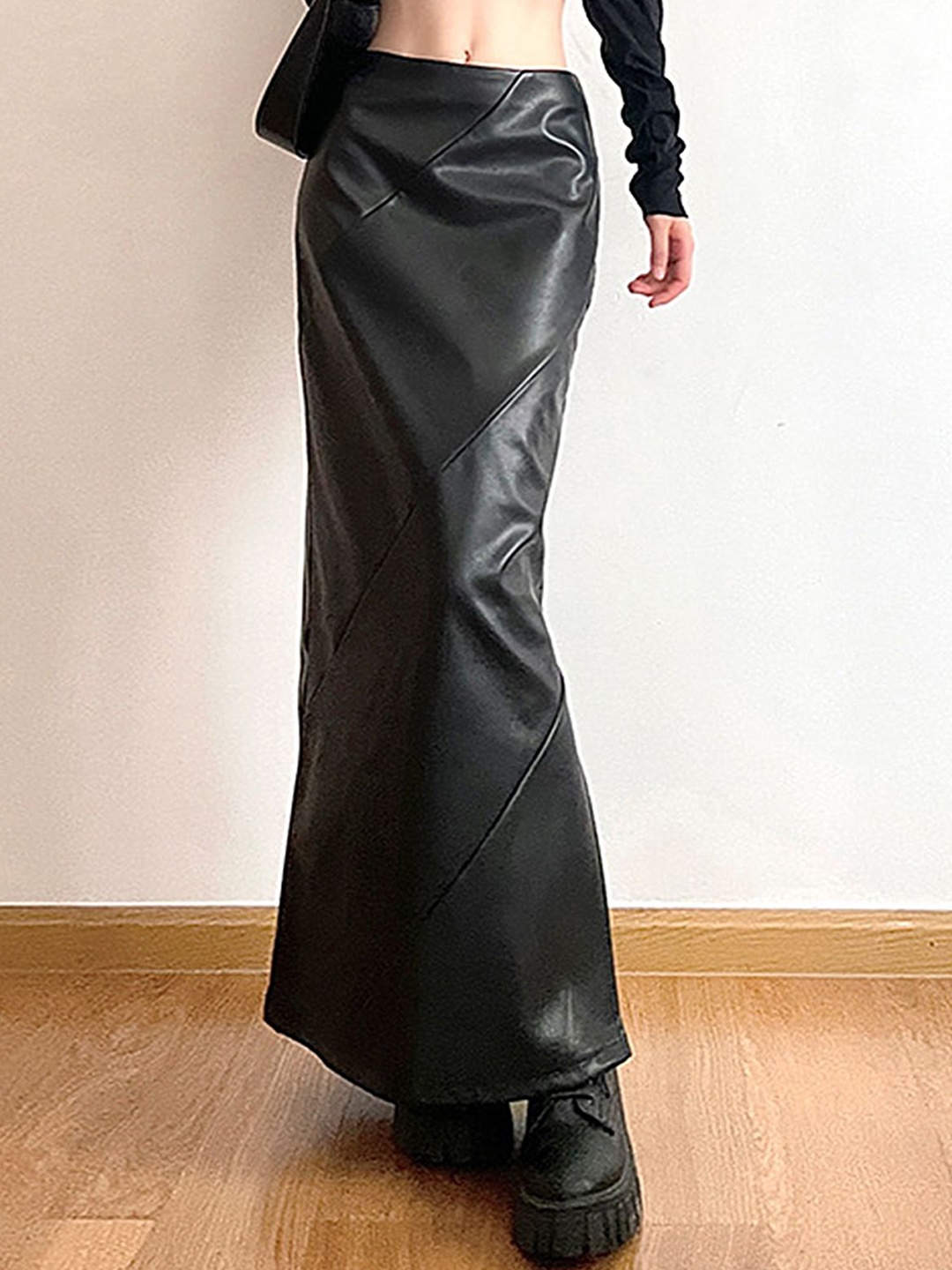 

LULU & SKY Straight A-Line Leather Skirts, Black