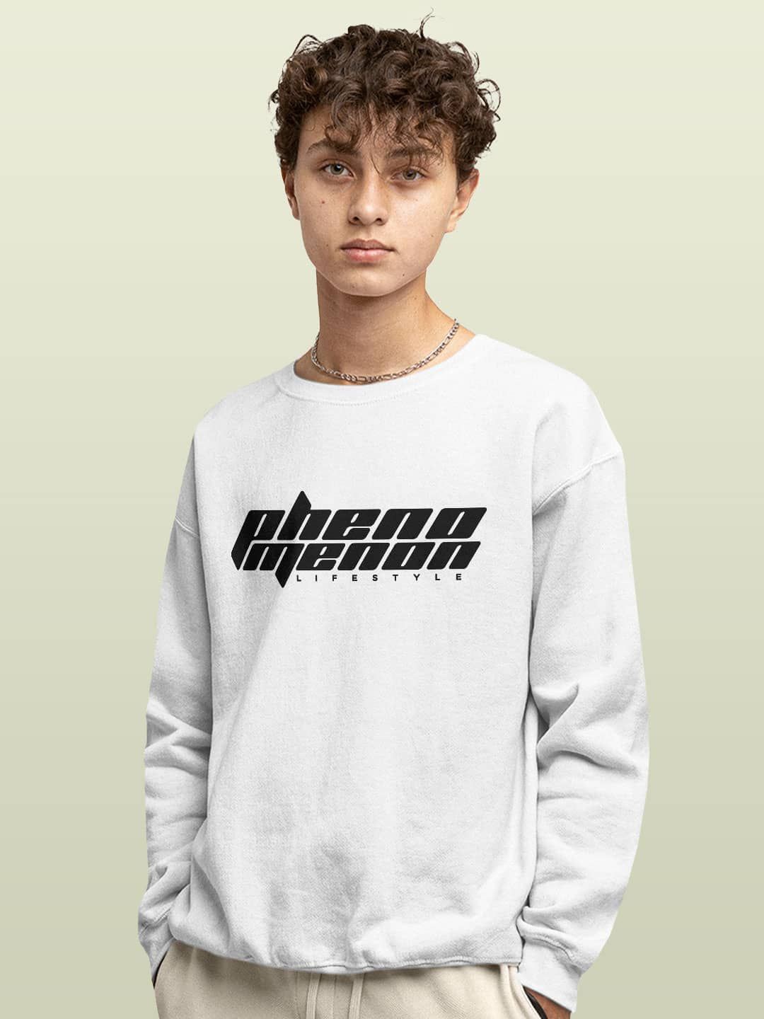 

macmerise Men Printed Sweatshirt, White