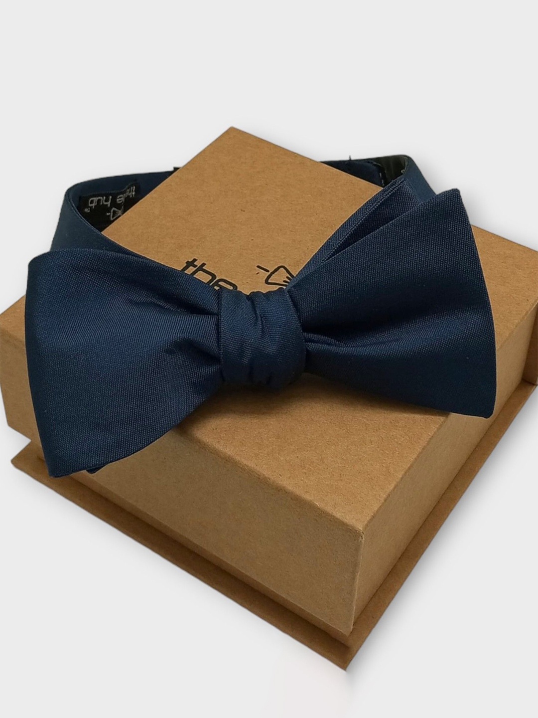 

The Tie Hub Men Microfiber Self Bow Tie, Navy blue