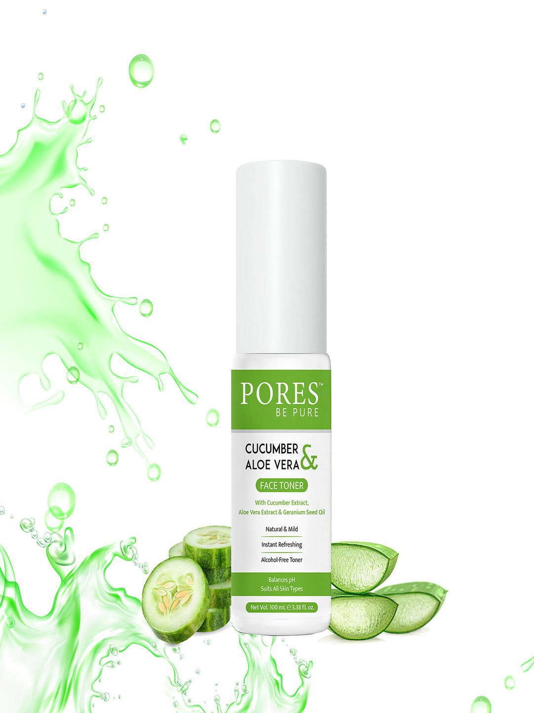 

PORES Be Pure Cucumber Face Toner With Aloe Vera-100ml, White