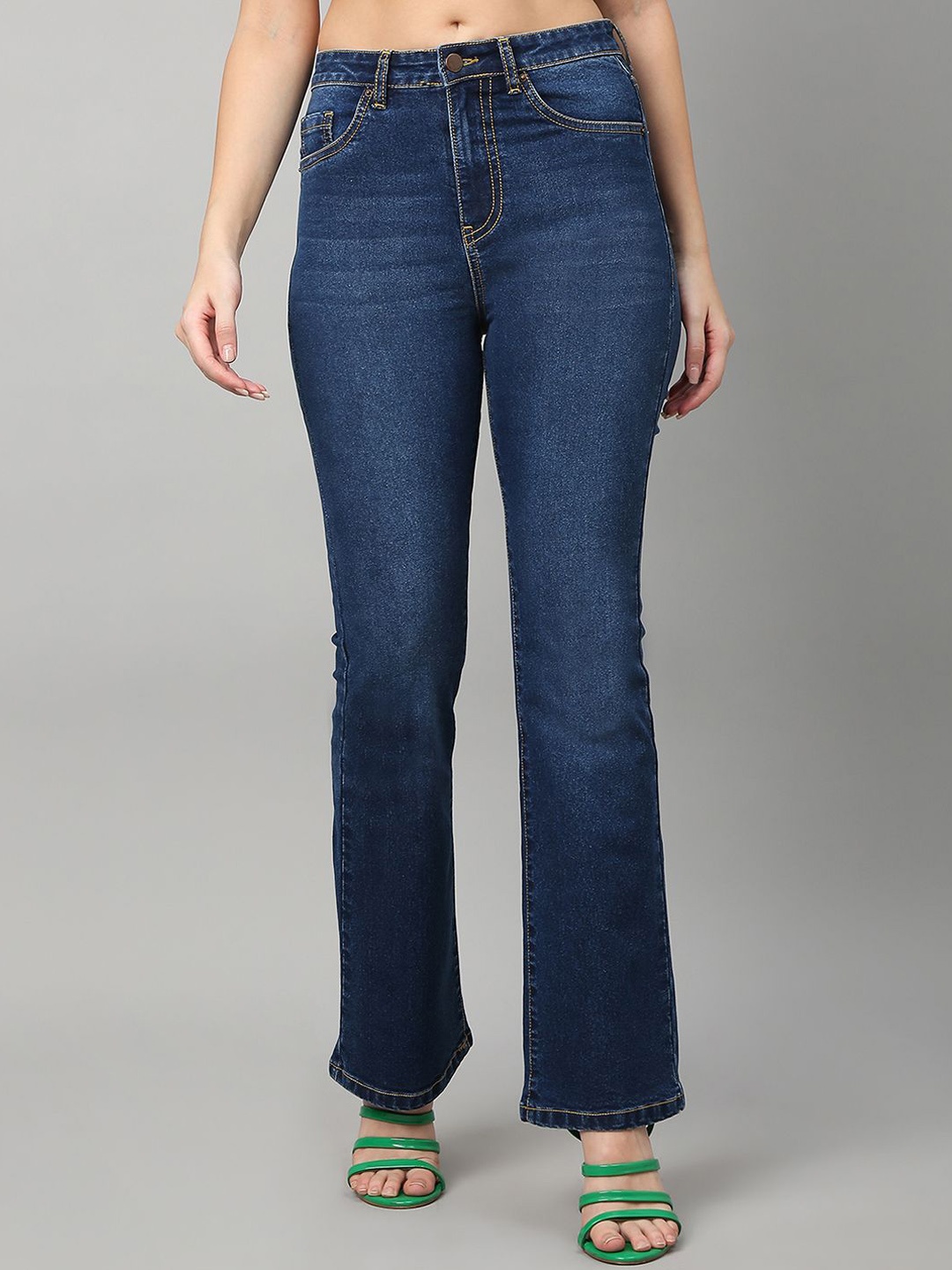 

TARAMA Women Bootcut High-Rise Stretchable Boot Cut Jeans, Navy blue