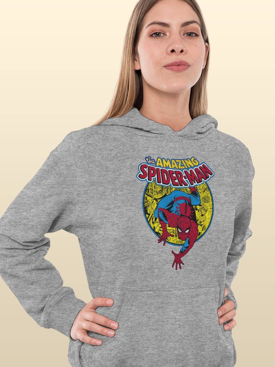 

macmerise Women Printed Hooded Sweatshirt, Grey