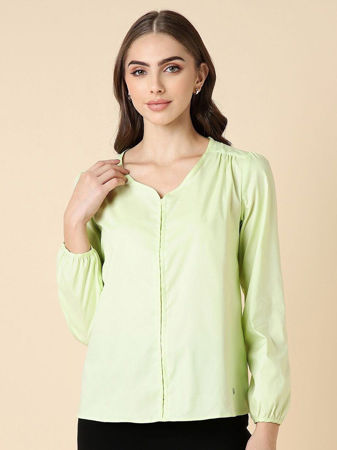 

Allen Solly Woman Cotton Top, Green