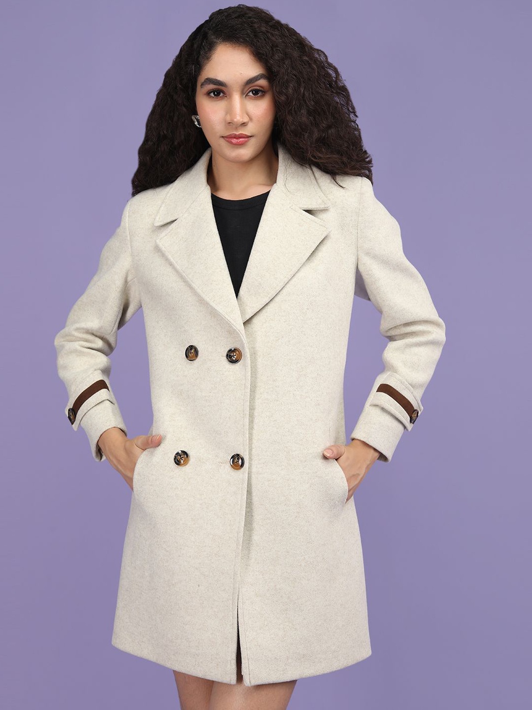 

Plagg Notched Lapel Collar Overcoat, Off white