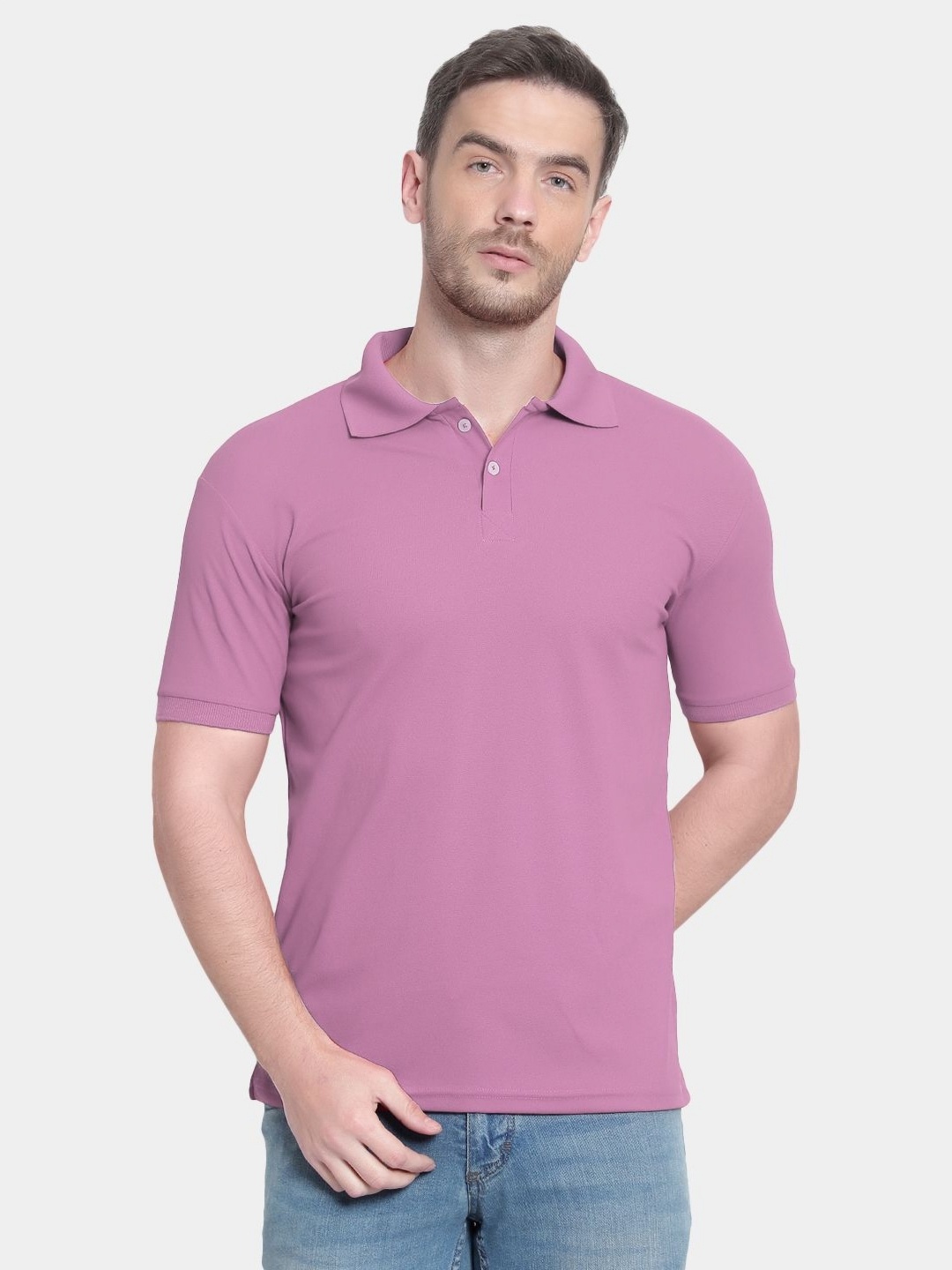 

MANTICORE Men Solid Polo Collar Cotton T-shirt, Purple