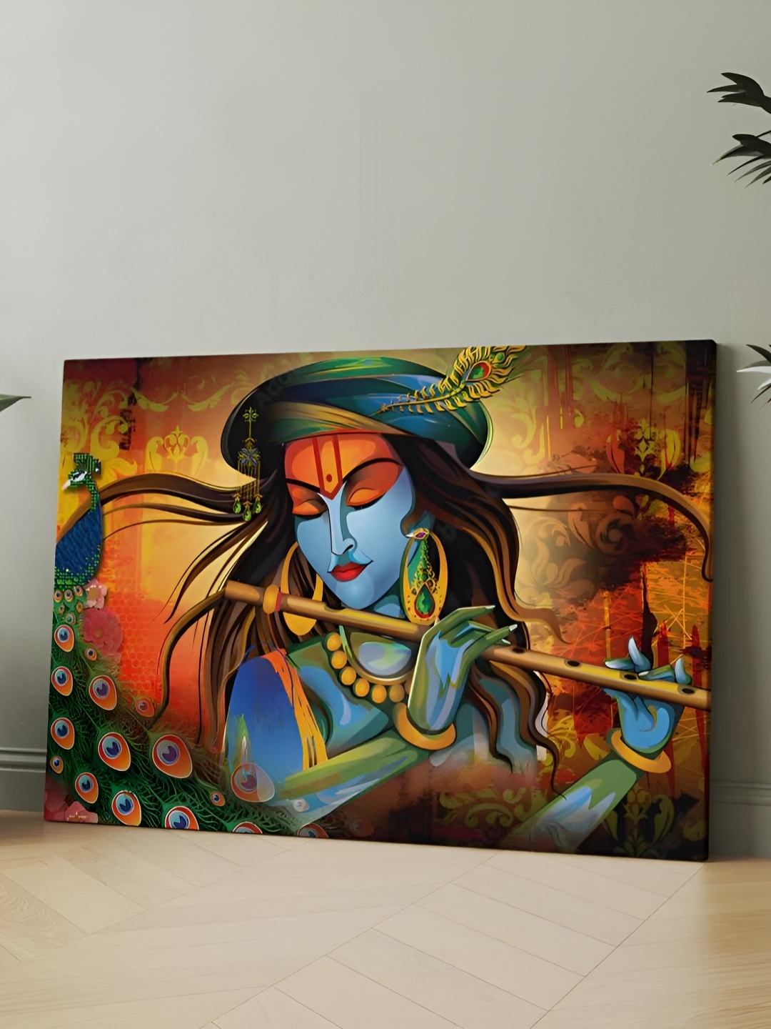 

CLAWCRAFTS Blue & Gold Toned Religious Painting Canvas Wall Art