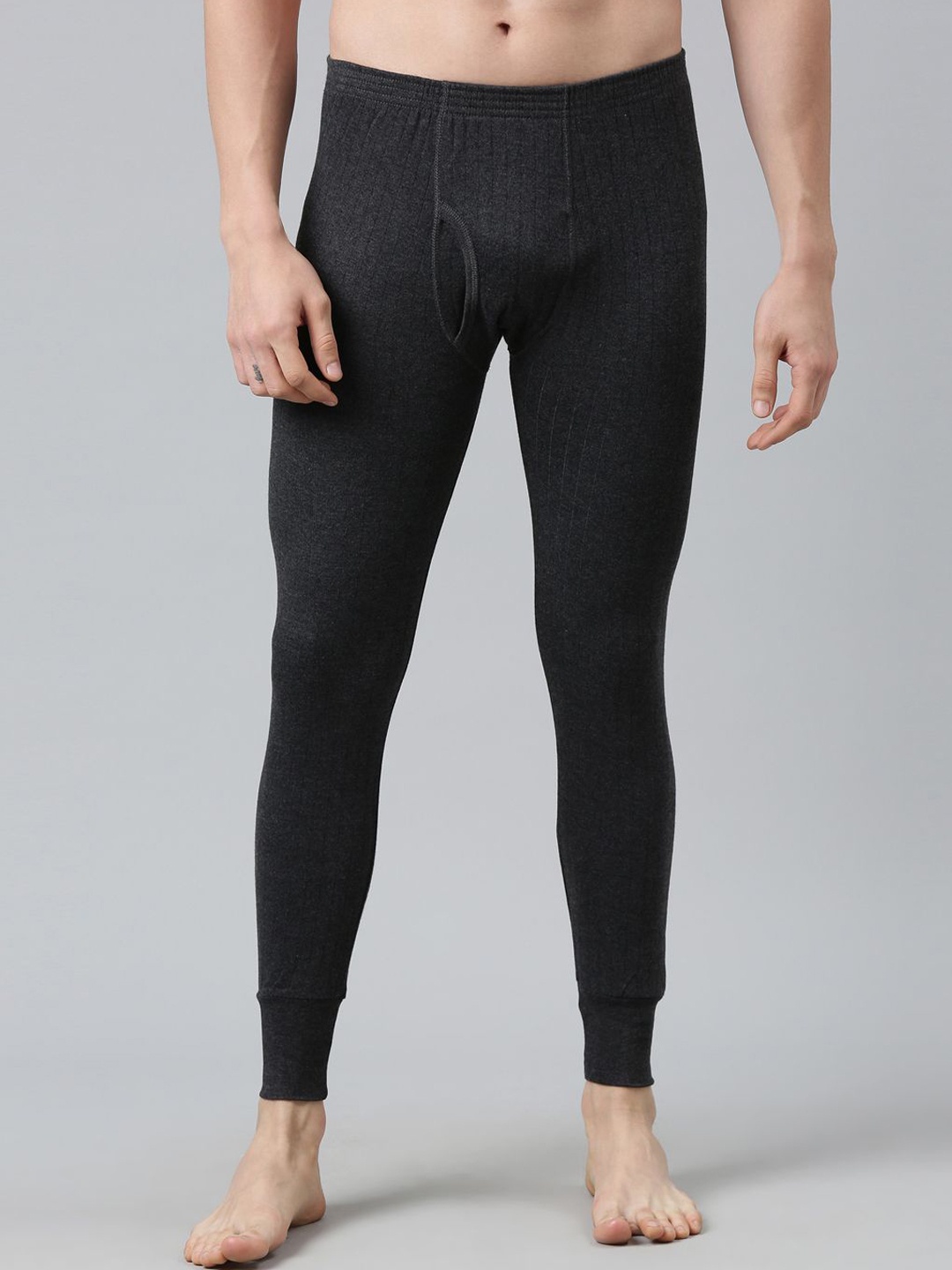 

DIXCY SCOTT Men Solid Cotton Slim Fit Thermal Bottoms, Grey melange