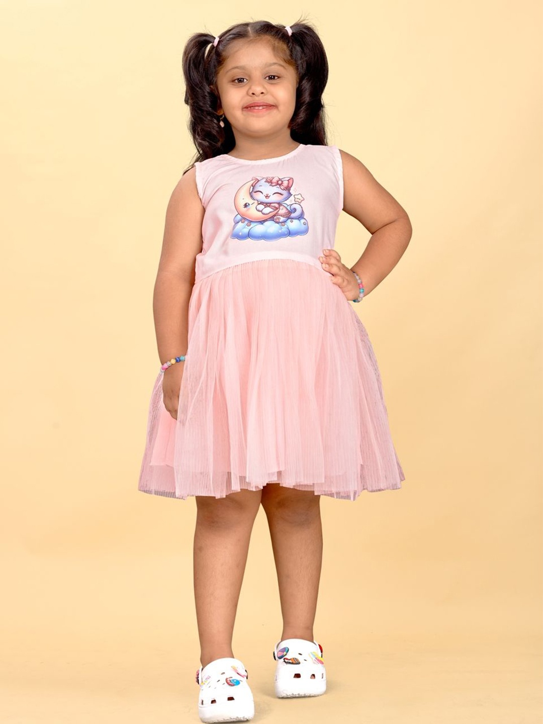 

Shrithi Fashion Fab Girls Net Fit & Flare Dress, Peach