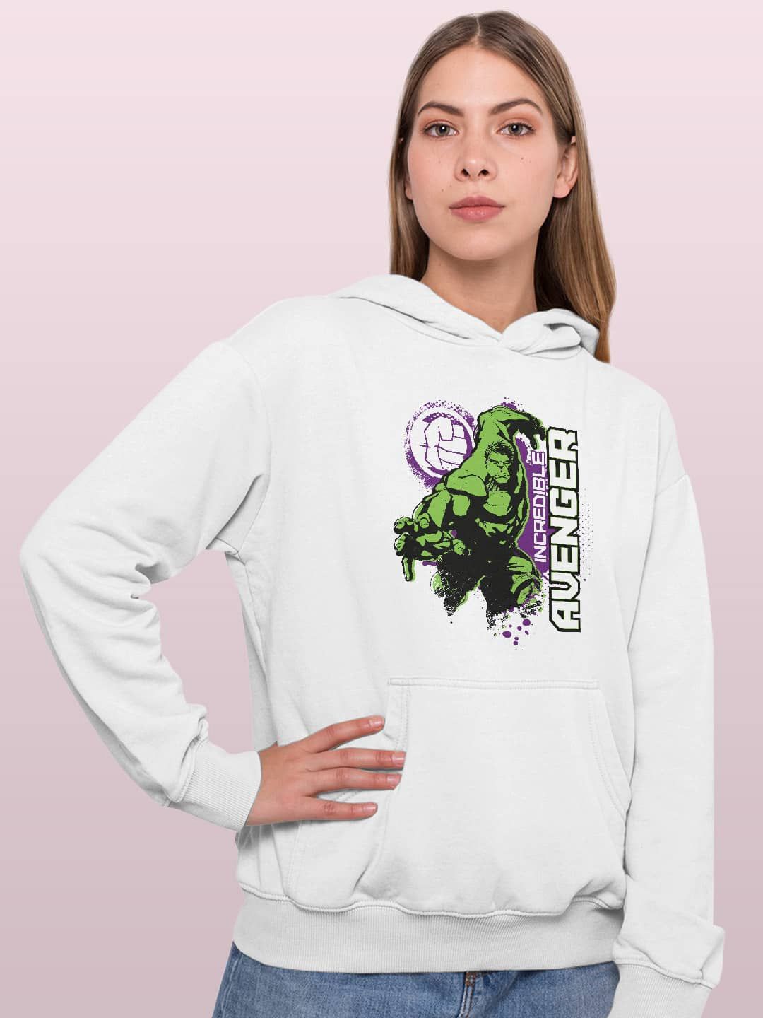 

macmerise Women Printed Hooded Sweatshirt, White