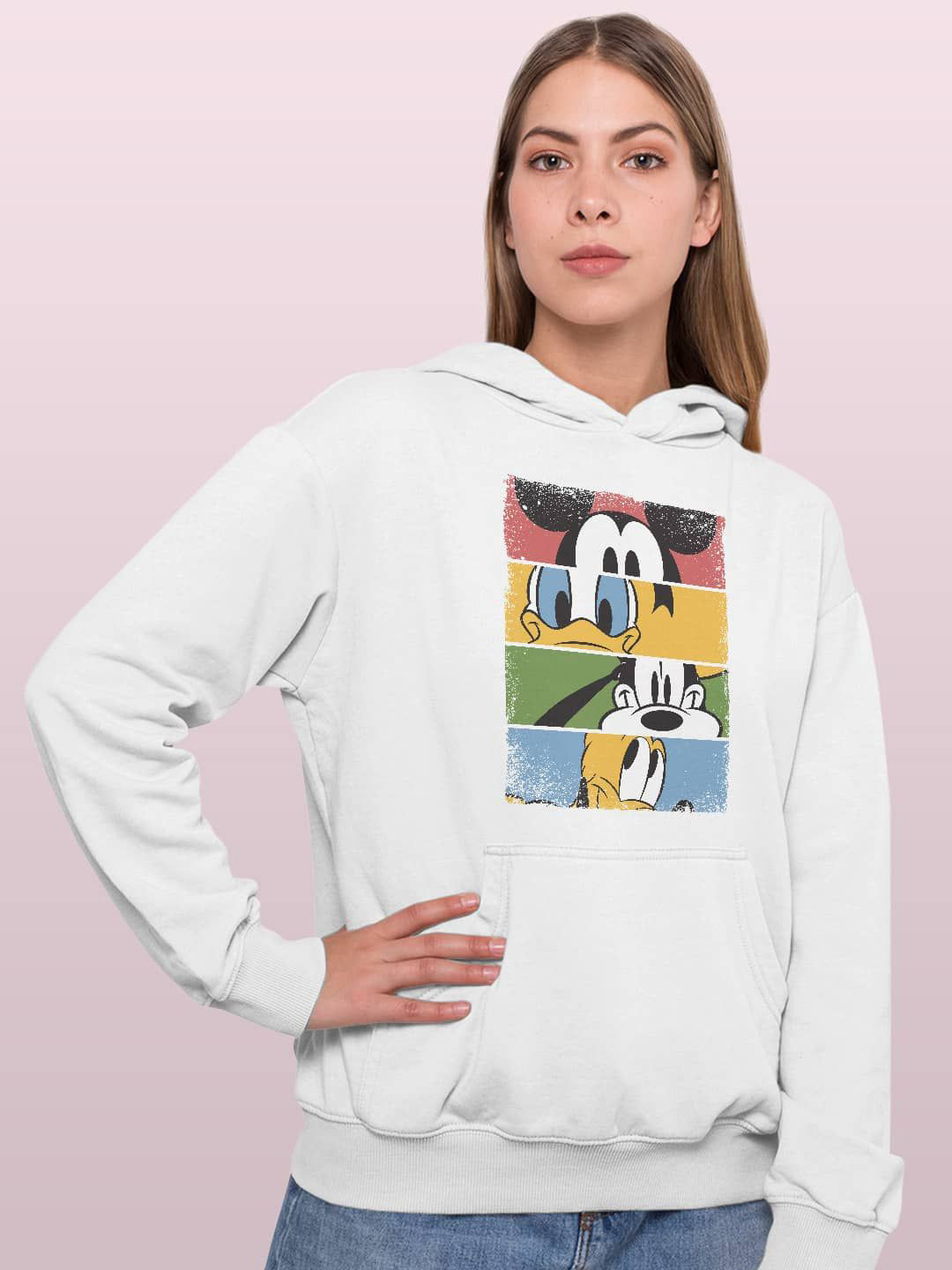 

macmerise Women Printed Hooded Sweatshirt, White