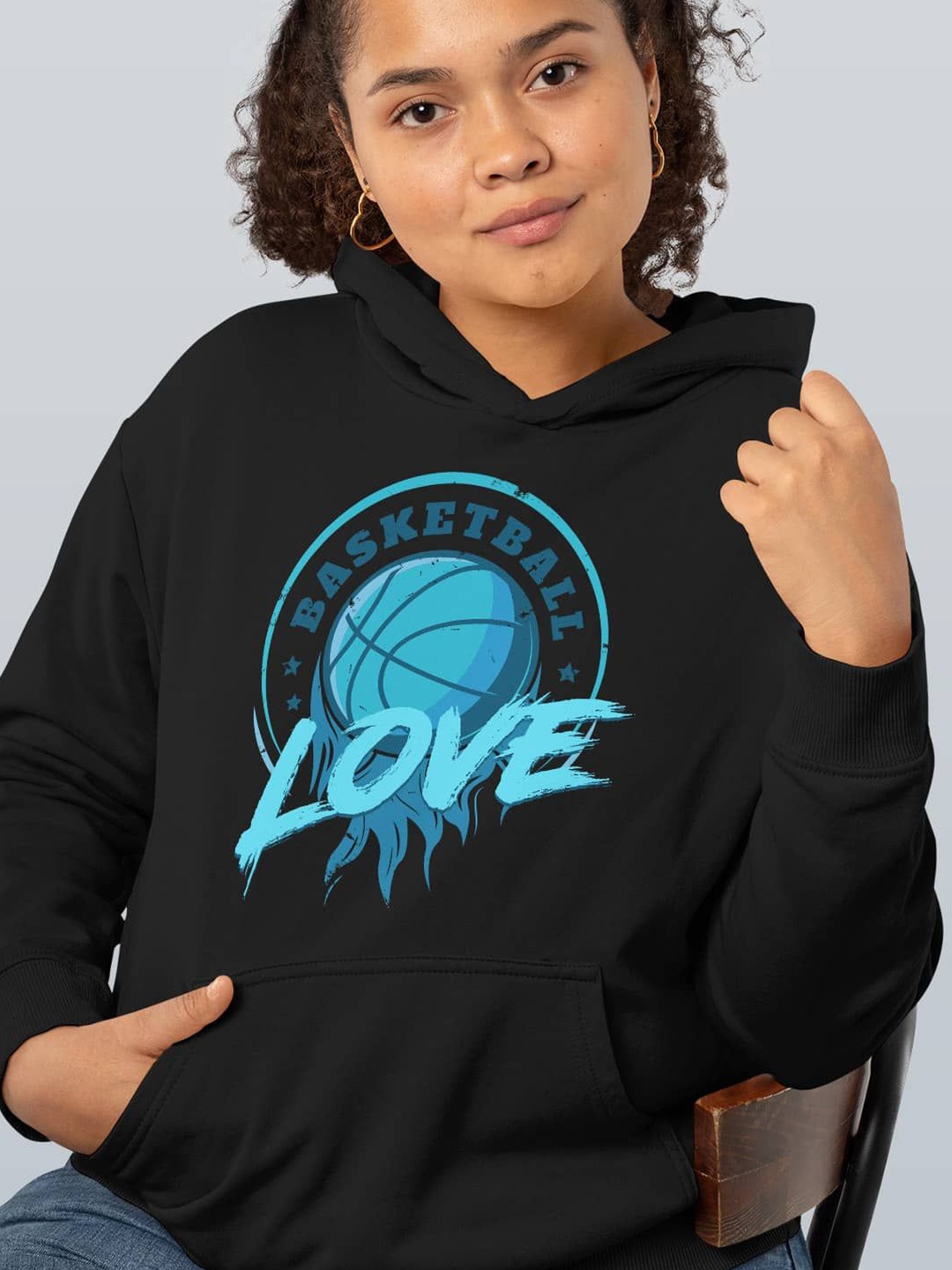 

macmerise Women Printed Hooded Sweatshirt, Black
