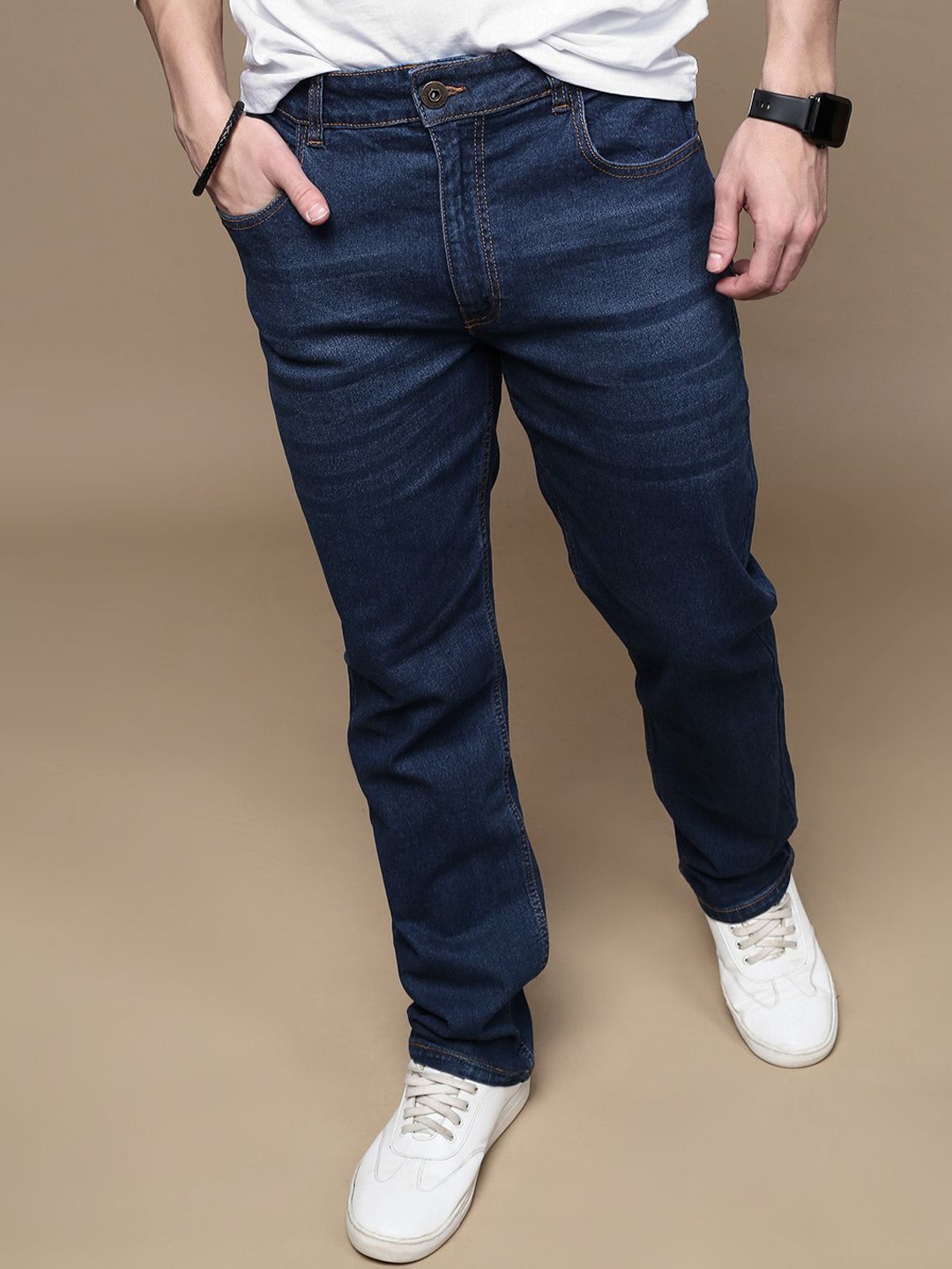 

The Roadster Lifestyle Co Regular Fit Mid-Rise Dark Shade Jeans, Blue
