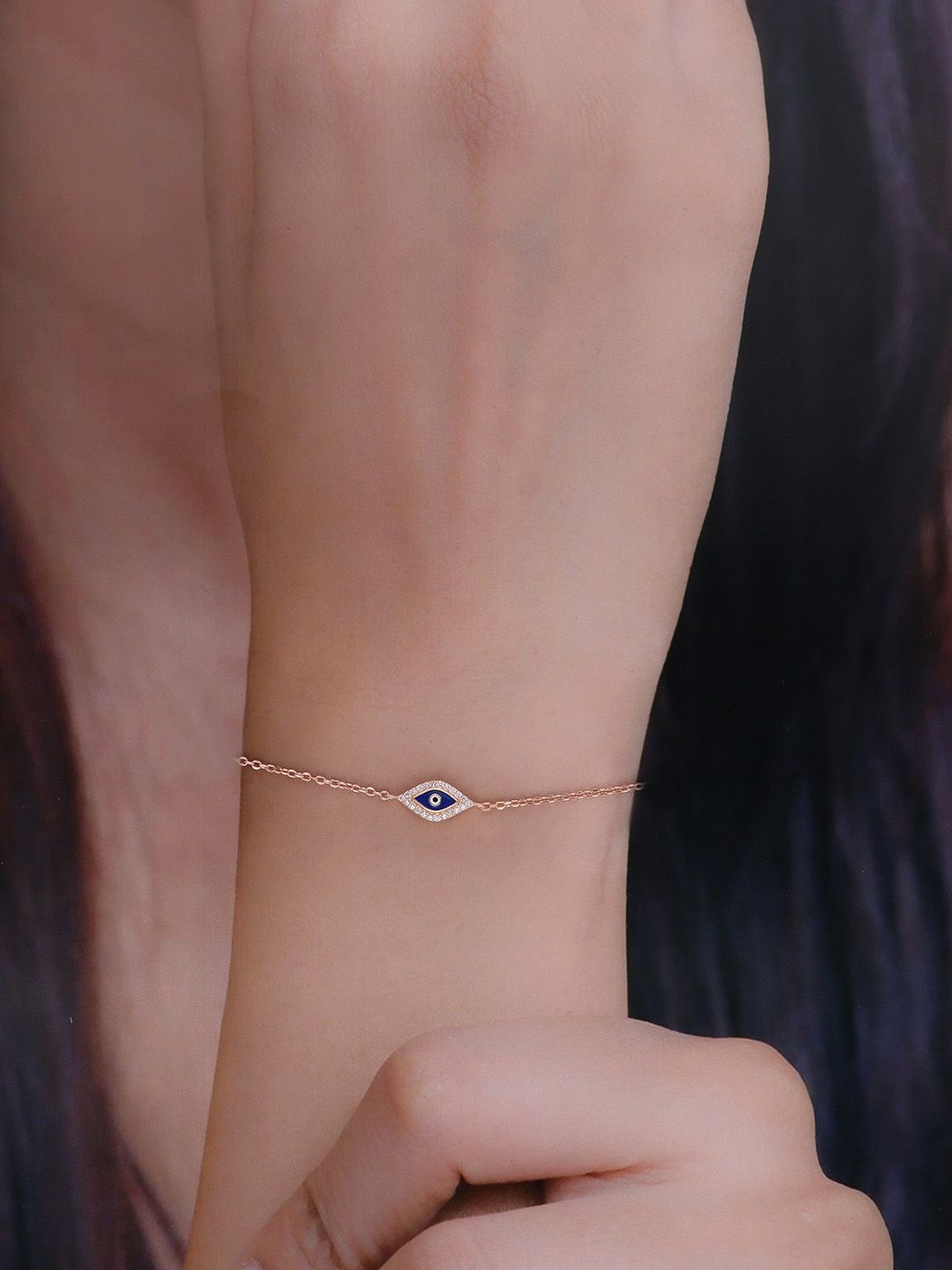 

KAI JEWEL Sterling Silver Rose Gold-Plated Cubic Zirconia Link Bracelet