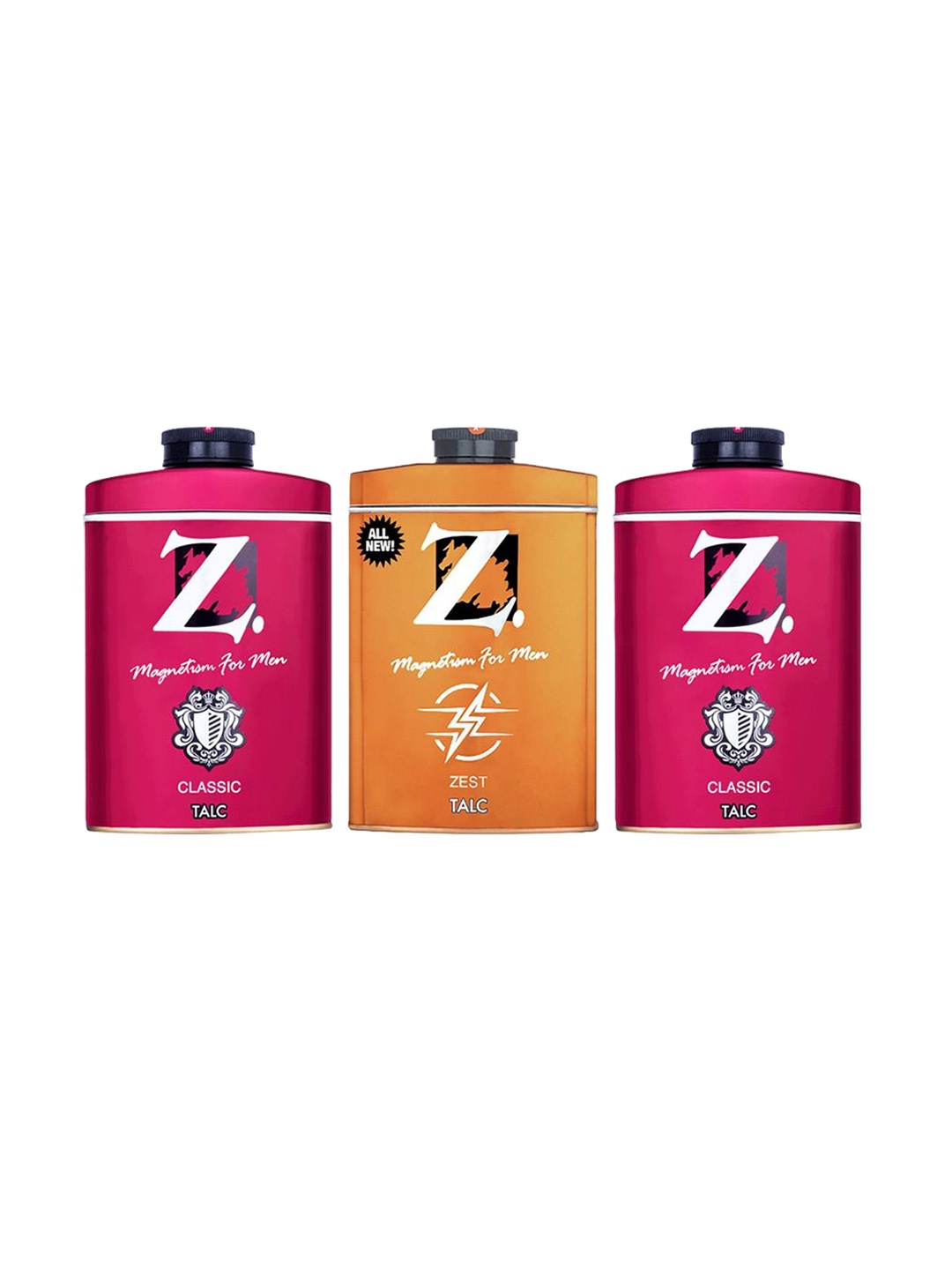 

Z-MAGNETISM FOR MEN Set Of 3-Pcs Zest & Classic Talc- 100g Each, Burgundy