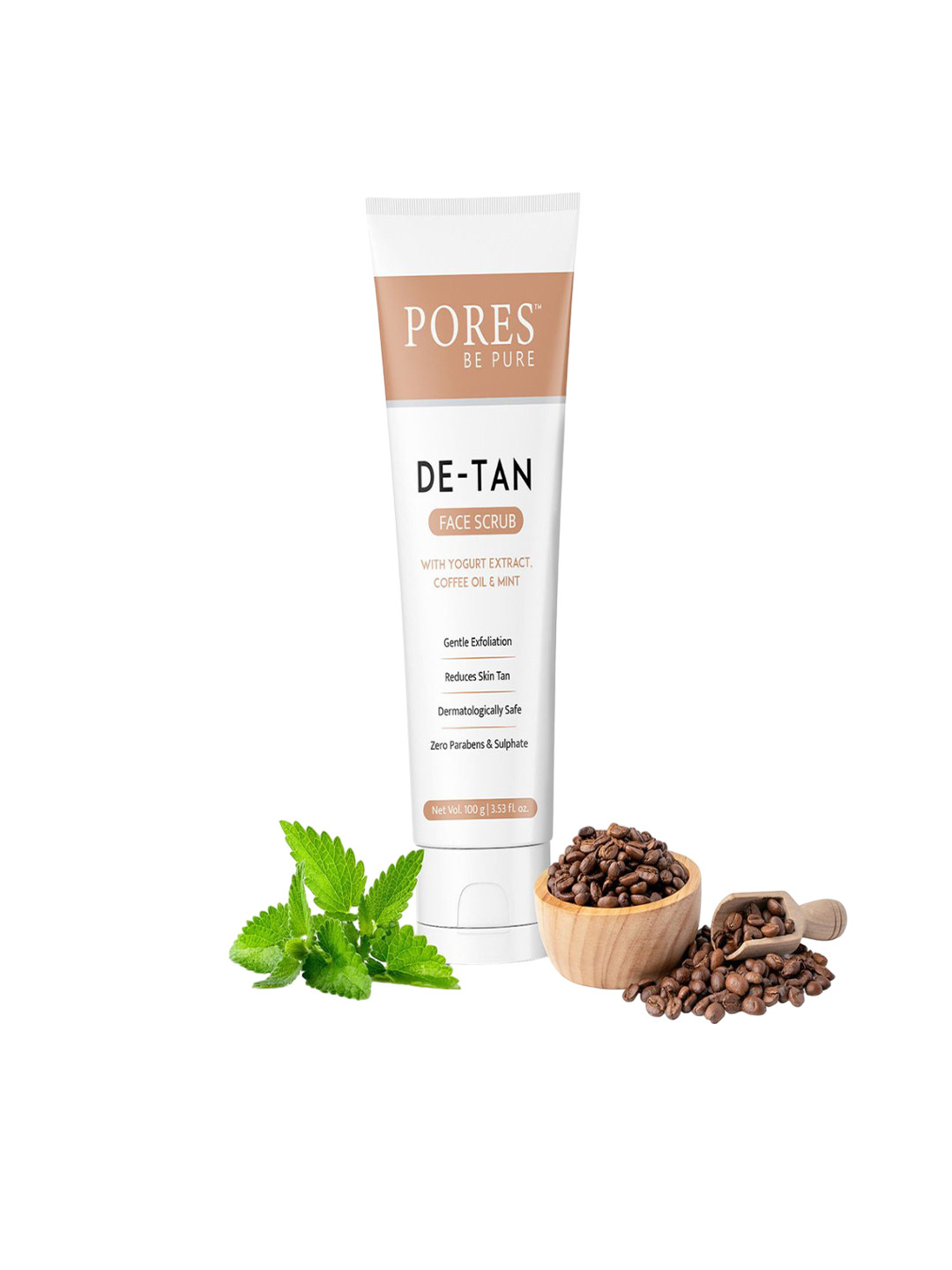 

PORES Be Pure De-Tan Face Scrub with Yogurt & Coffee Oil - 100 g, White