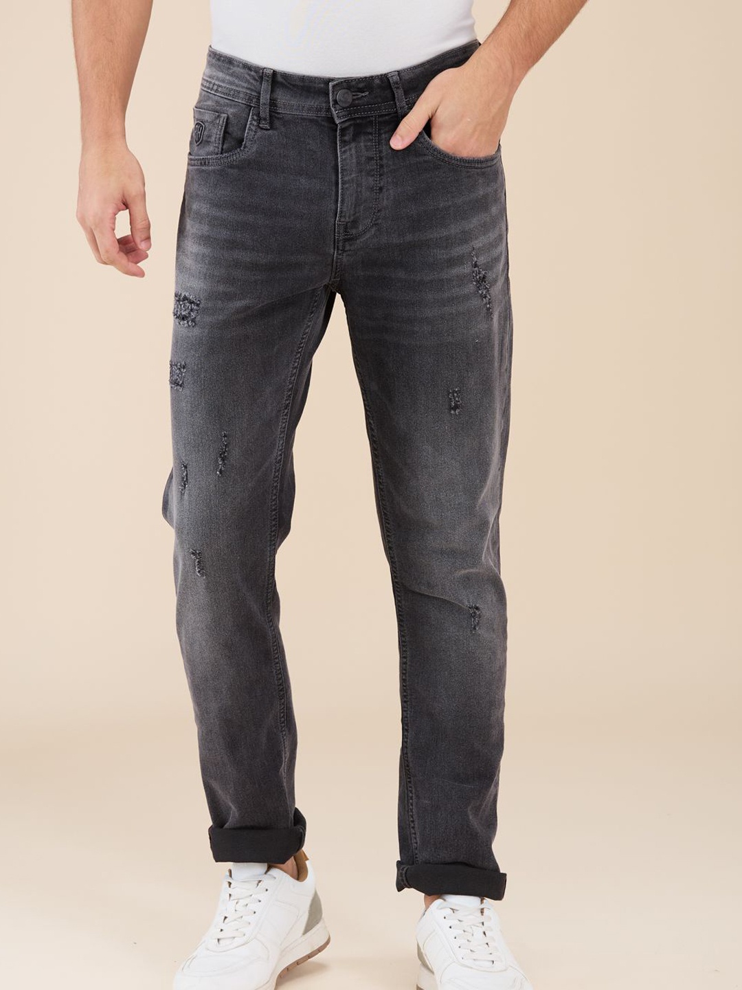 

Being Human Men Regular Fit Mildly Distressed Light Fade Jeans, Grey