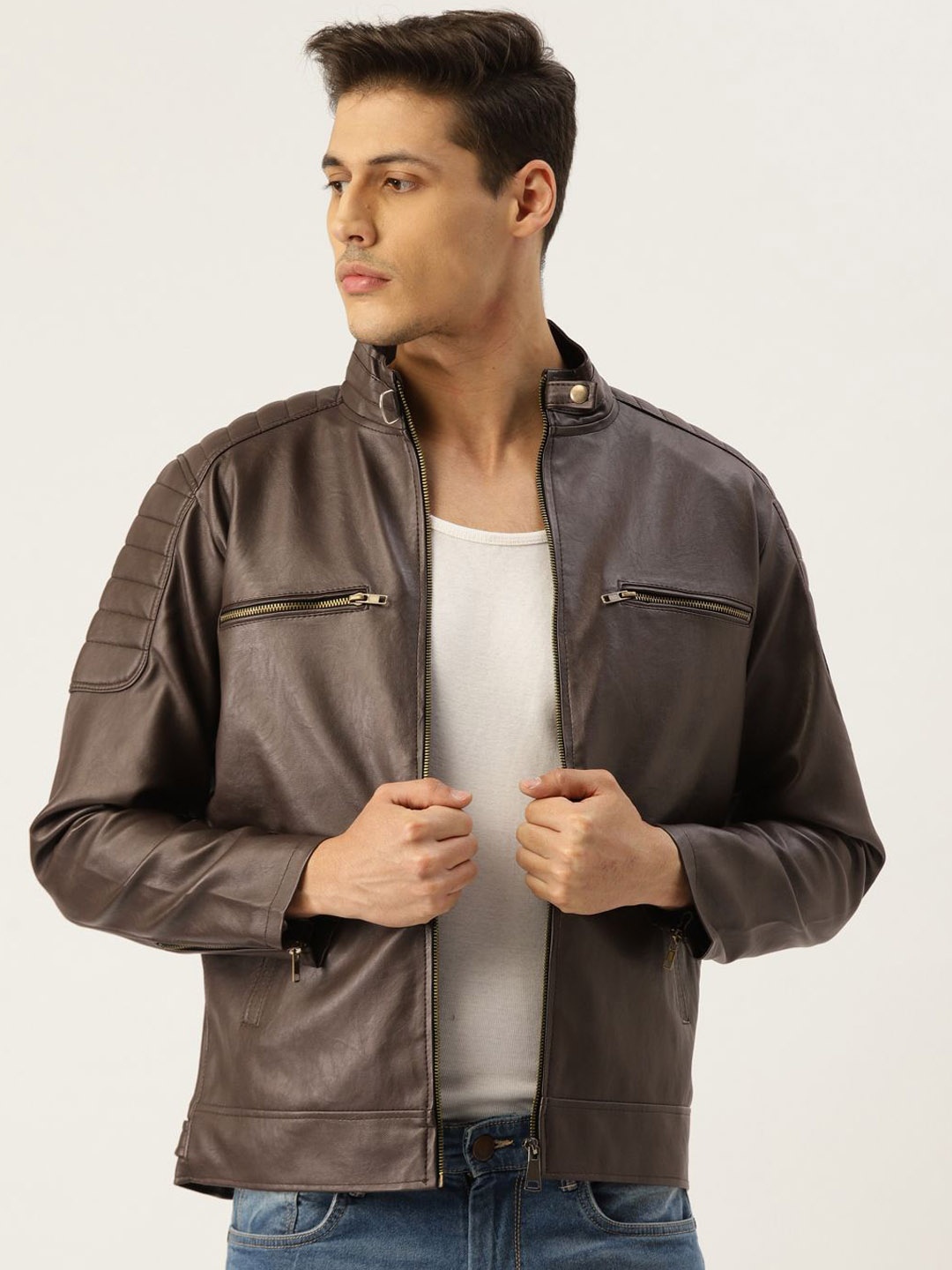 

Leather Retail Men Lightweight Tailored Jacket, Coffee brown