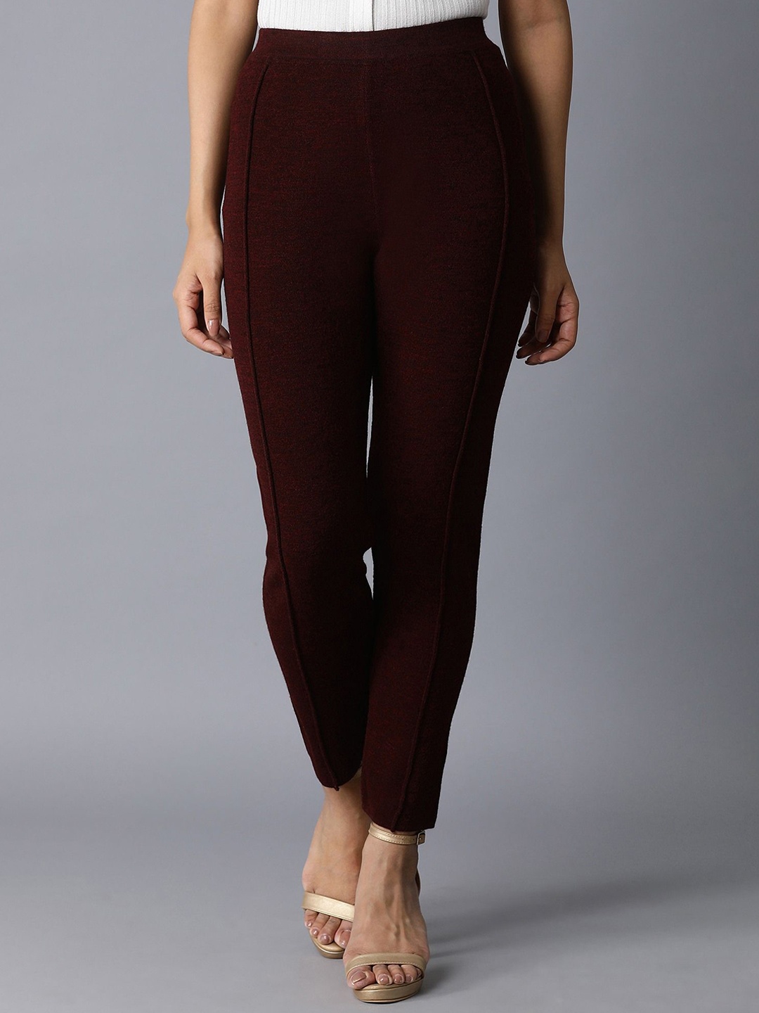 

W Women Ankle Length Leggings, Red