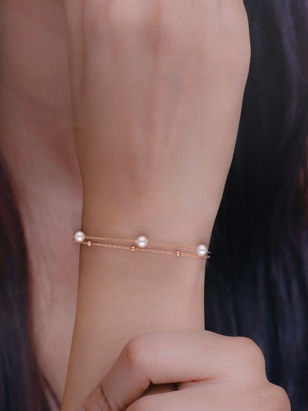 

KAI JEWEL Sterling Silver Rose Gold-Plated Cubic Zirconia Wraparound Bracelet