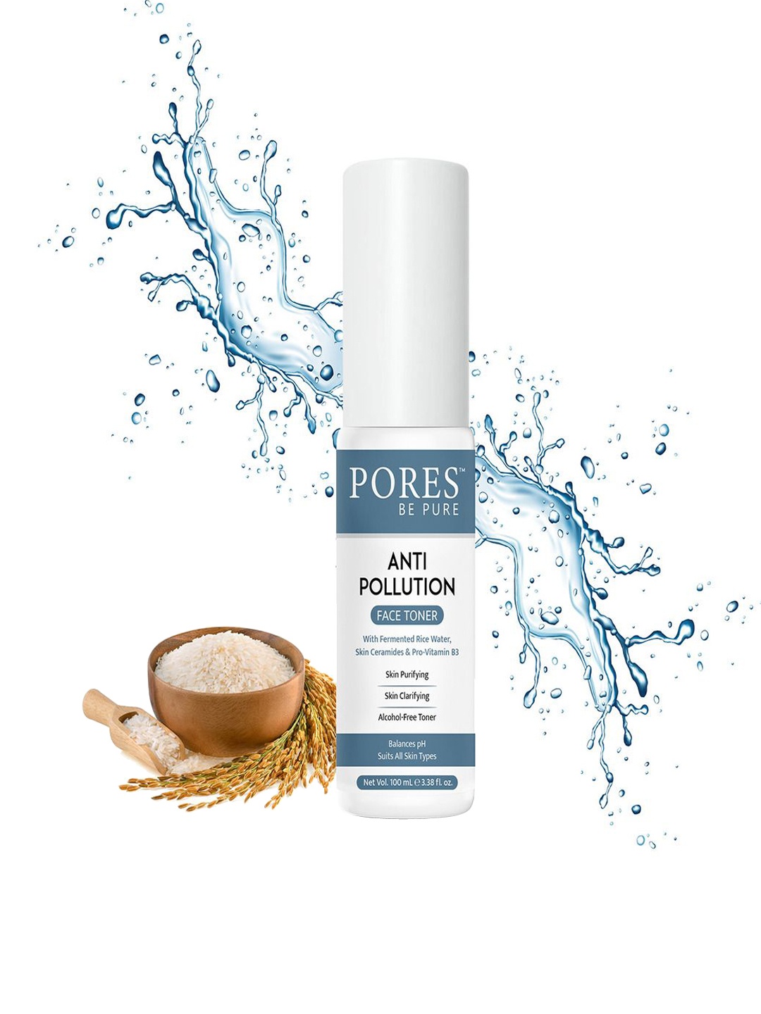 

PORES Be Pure Anti-Pollution Face Toner With Rice Water-100ml, White