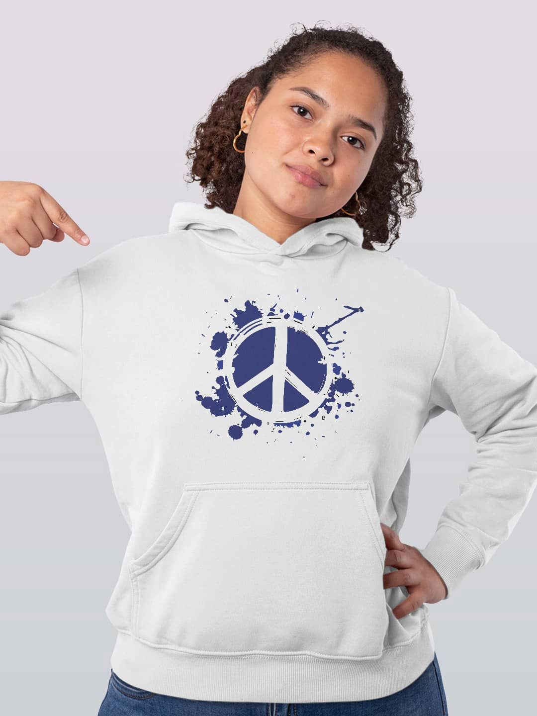 

macmerise Women Printed Hooded Sweatshirt, White