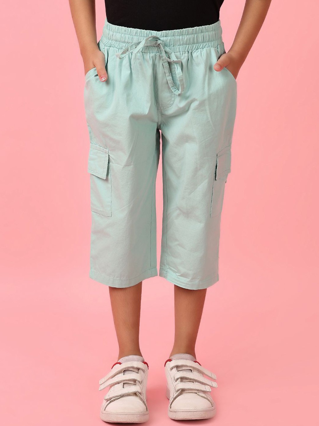 

V-Mart Girls Cotton Cargo Shorts, Green