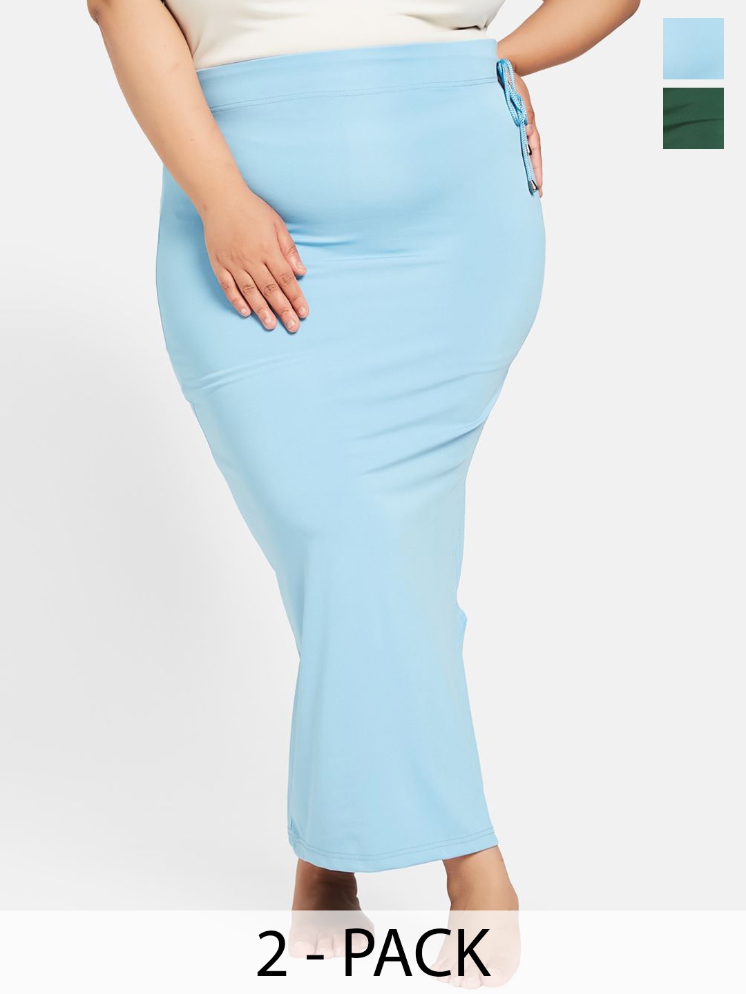 

Curves By ZeroKaata Plus Size Pack Of 2 Seamless Saree Shapewear, Blue