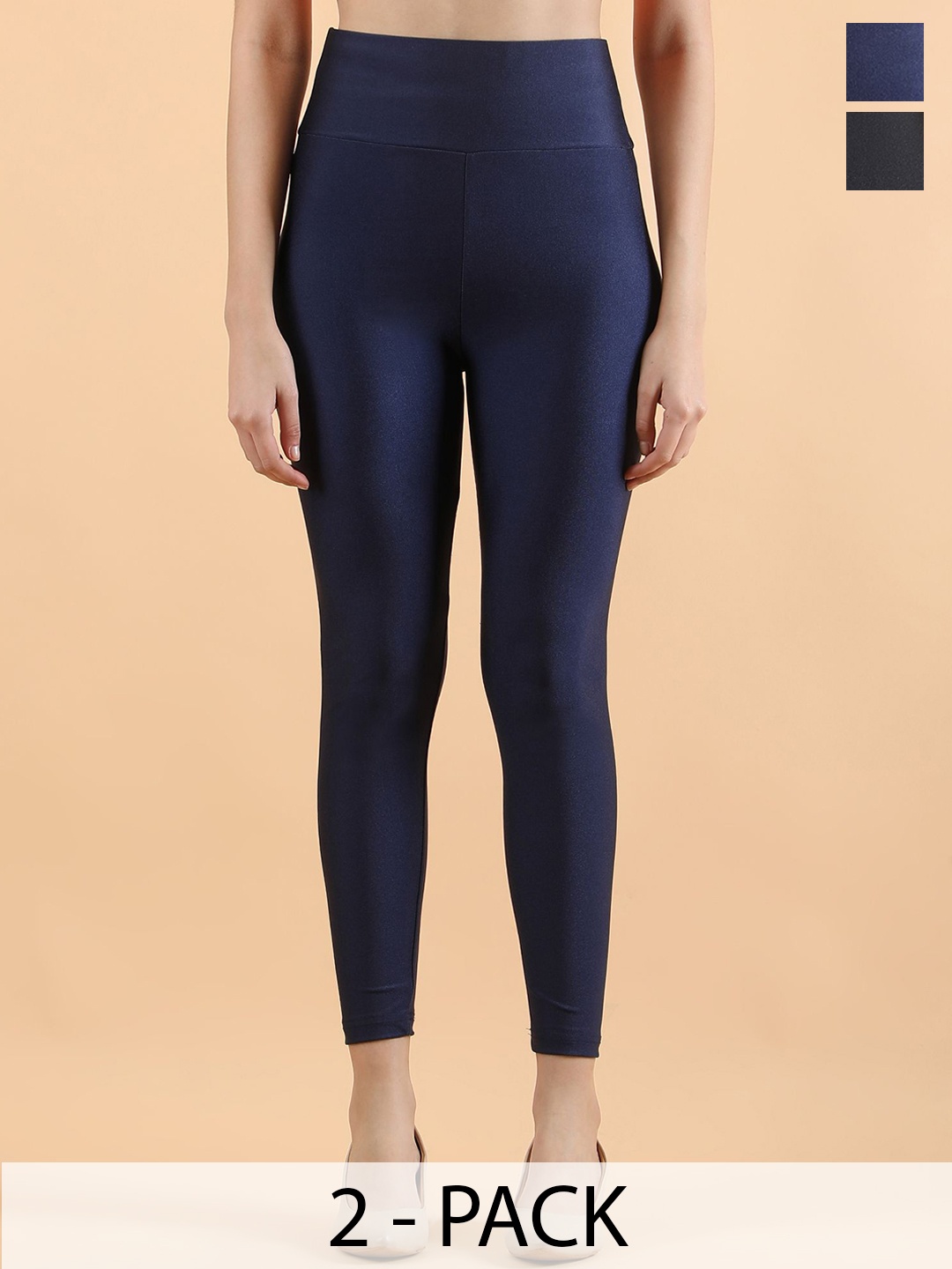 

DUNBERRY LONDON Pack of 2 Premium Luxe Shimmer Leggings, Black