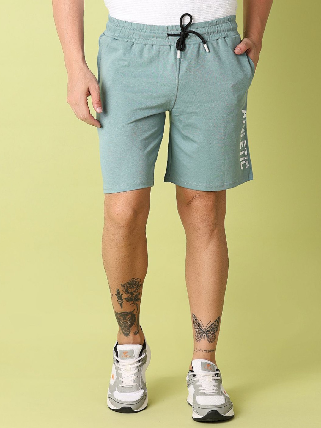 

V-Mart Men Regular Fit Mid Rise Shorts, Sea green