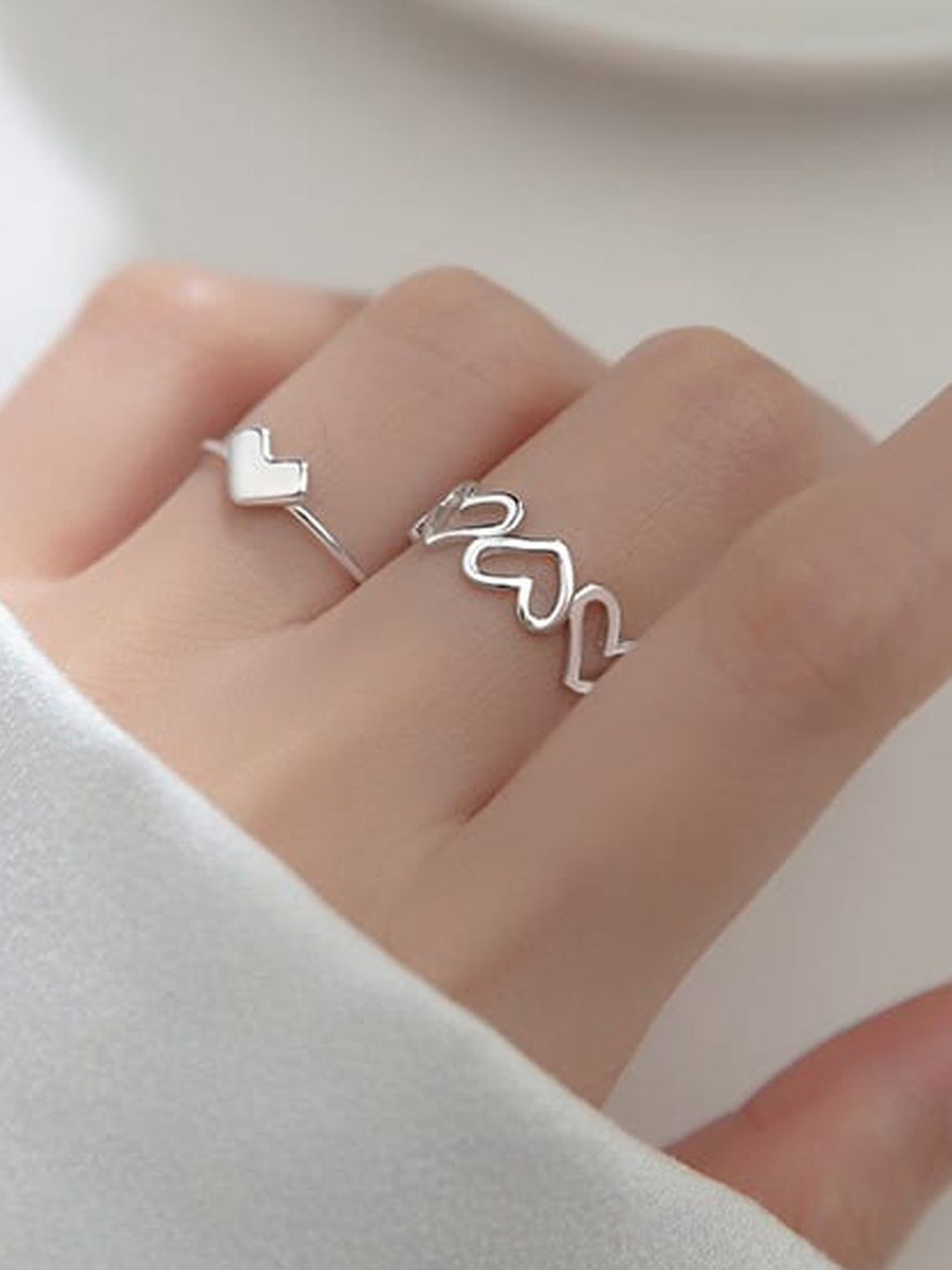 

Jewels Galaxy Set Of 2 Silver-Plated Finger Ring