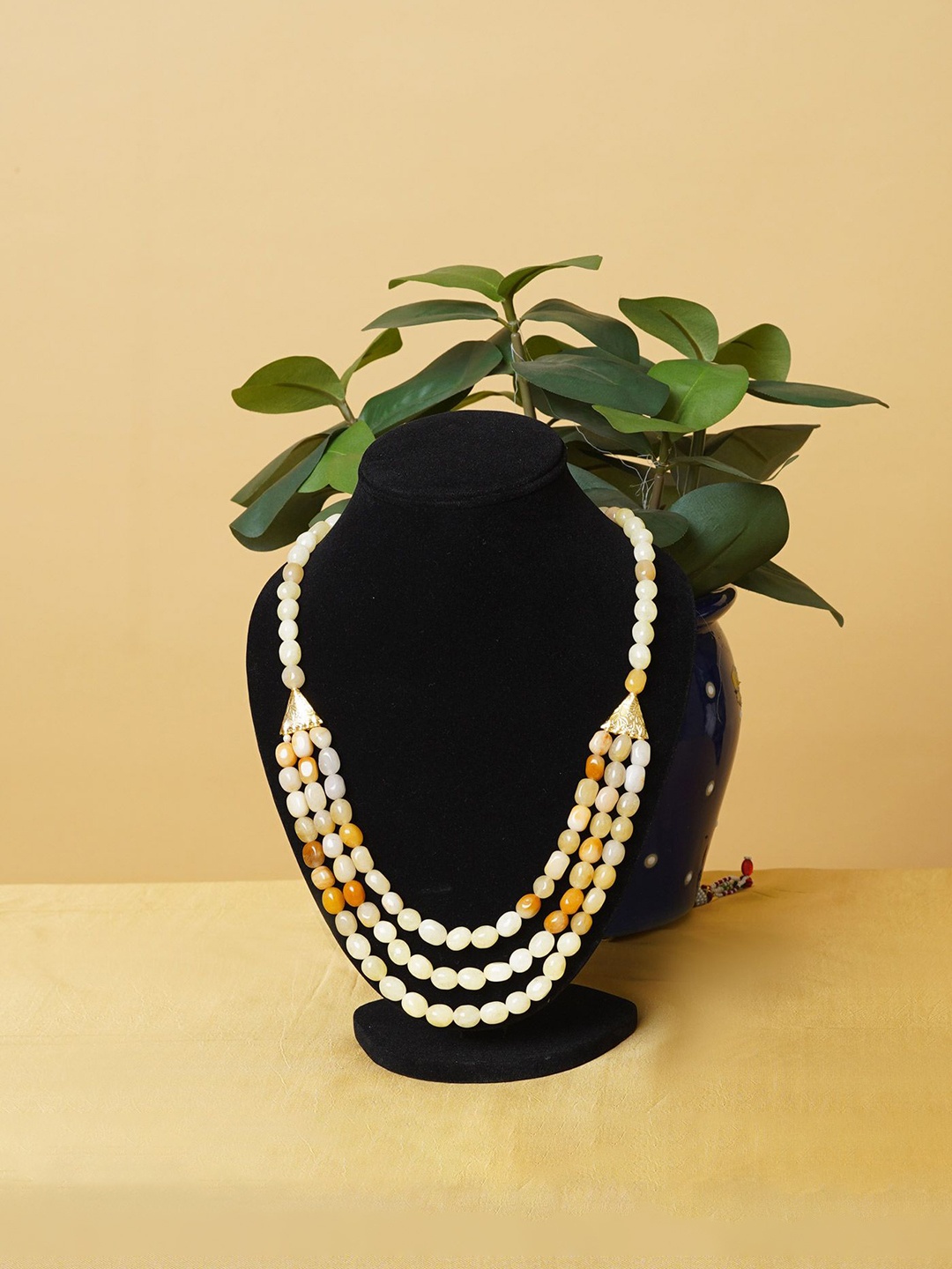 

Unnati Silks Amravati Pearls Beaded Layered Necklace, Cream