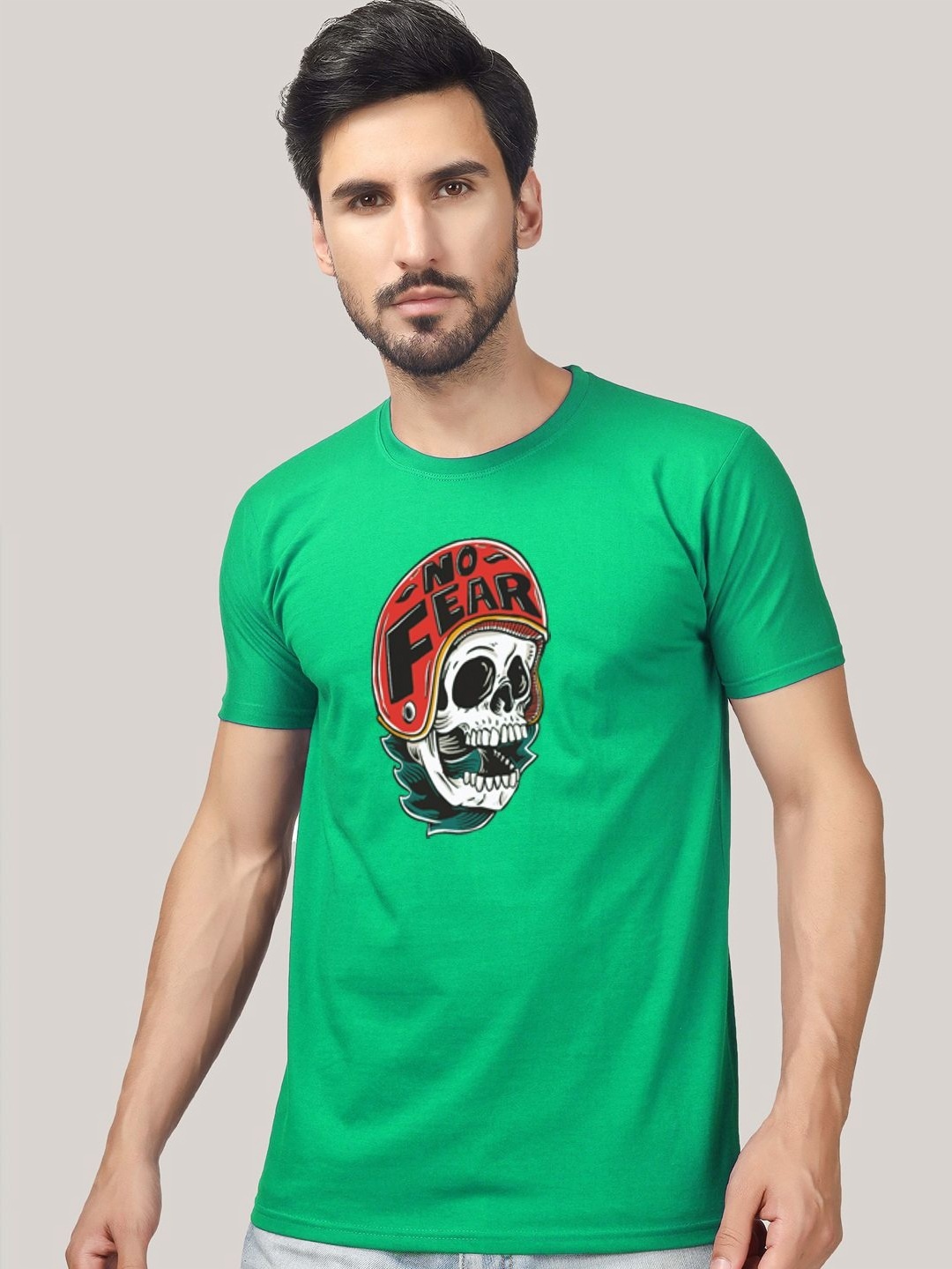 

Greylongg Men Graphic Printed Round Neck T-Shirt, Green