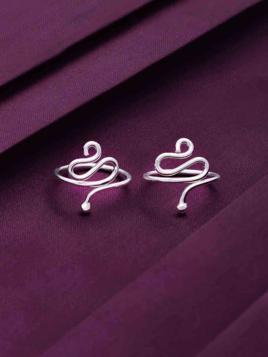 

KAI JEWEL Rhodium-Plated 92.5 Sterling Silver Cubic Zirconia Swan Toe Rings