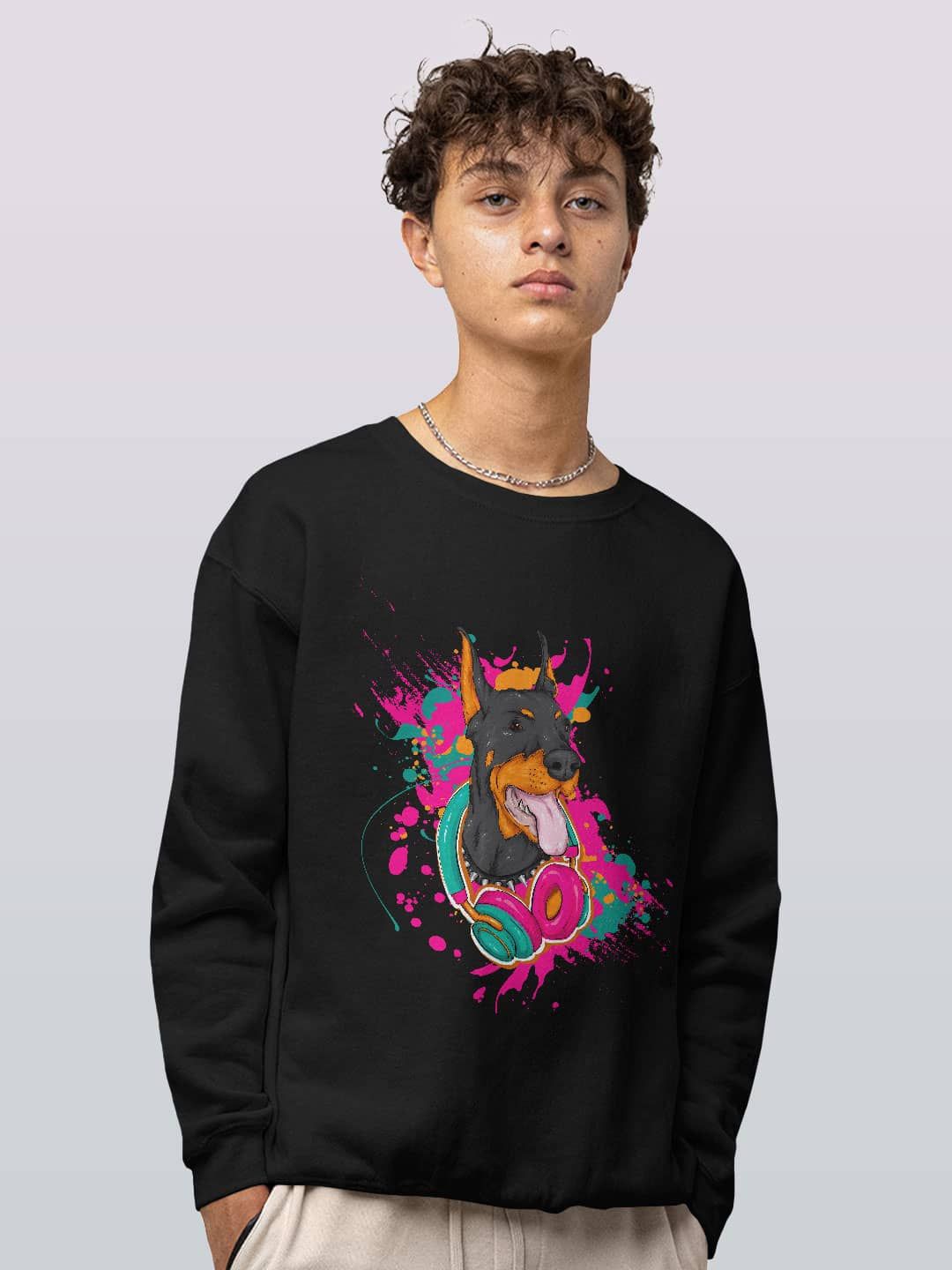 

macmerise Men Printed Sweatshirt, Black