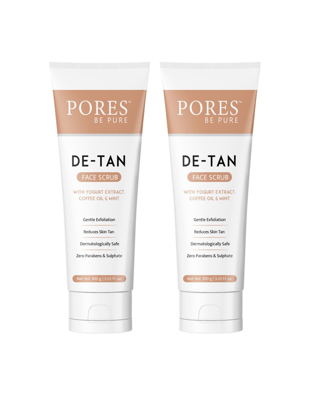 

PORES Be Pure Set of 2 De-Tan Face Scrub with Yogurt & Coffee Oil - 100 g each, White