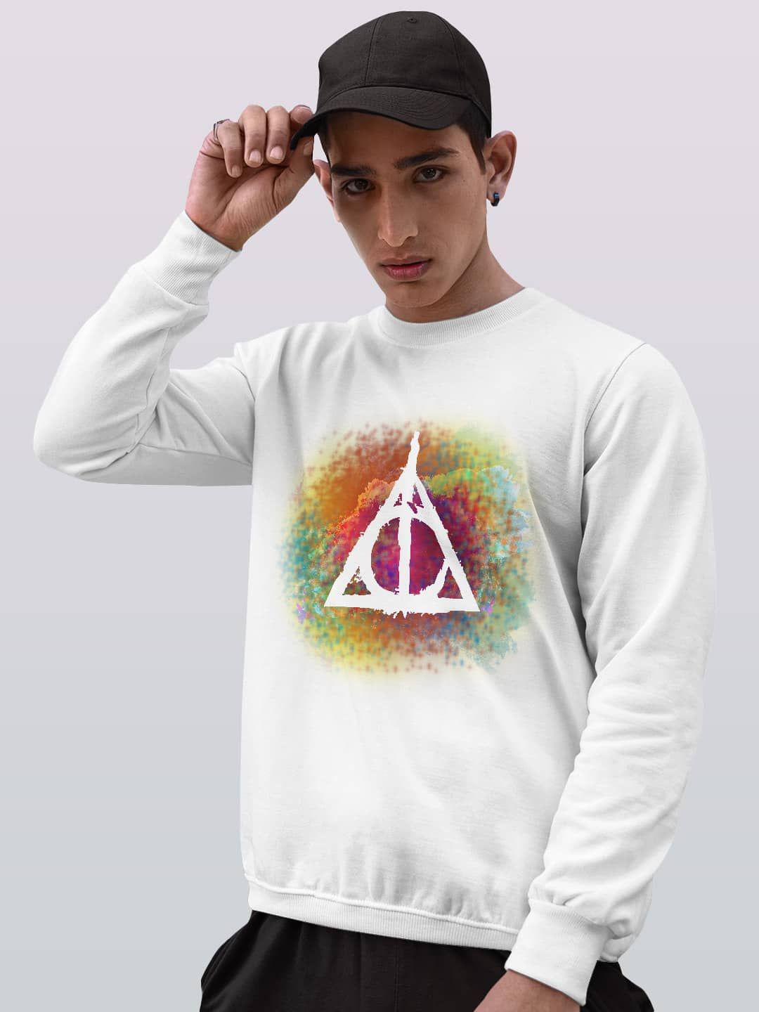 

macmerise Men Printed Sweatshirt, White
