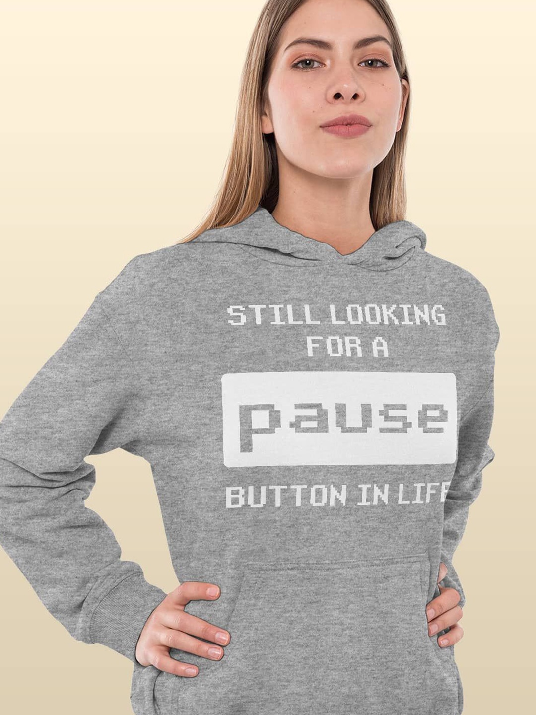

macmerise Women Printed Hooded Sweatshirt, Grey