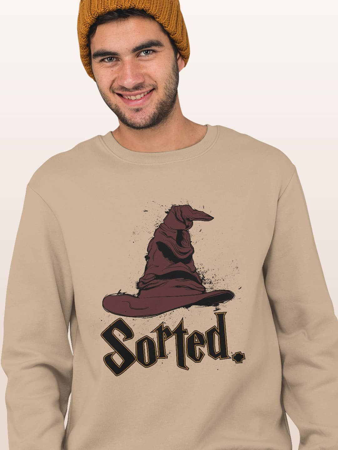 

macmerise Men Printed Sweatshirt, Beige